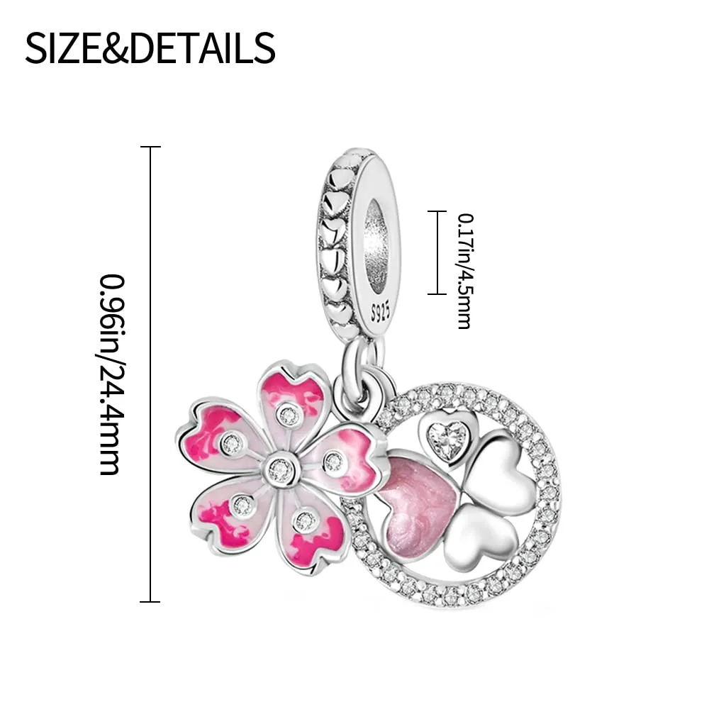 Pandach Bead Charm Ciondolo Argento Sterling 925 con Cubic Zirconia per Braccialetti e Collane Europei - immagine 4