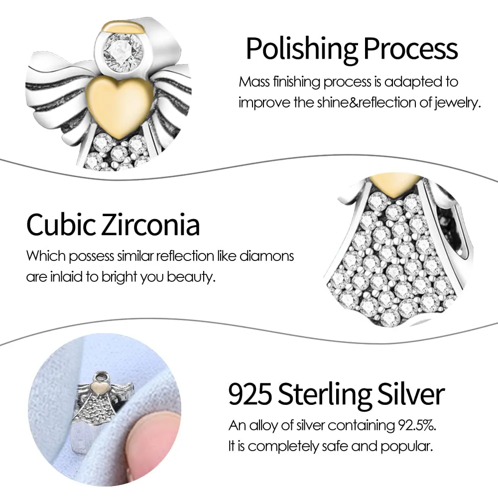 Pandach Bead Charm in Argento Sterling 925 con Cubic Zirconia per Braccialetti e Collane European Style - immagine 4