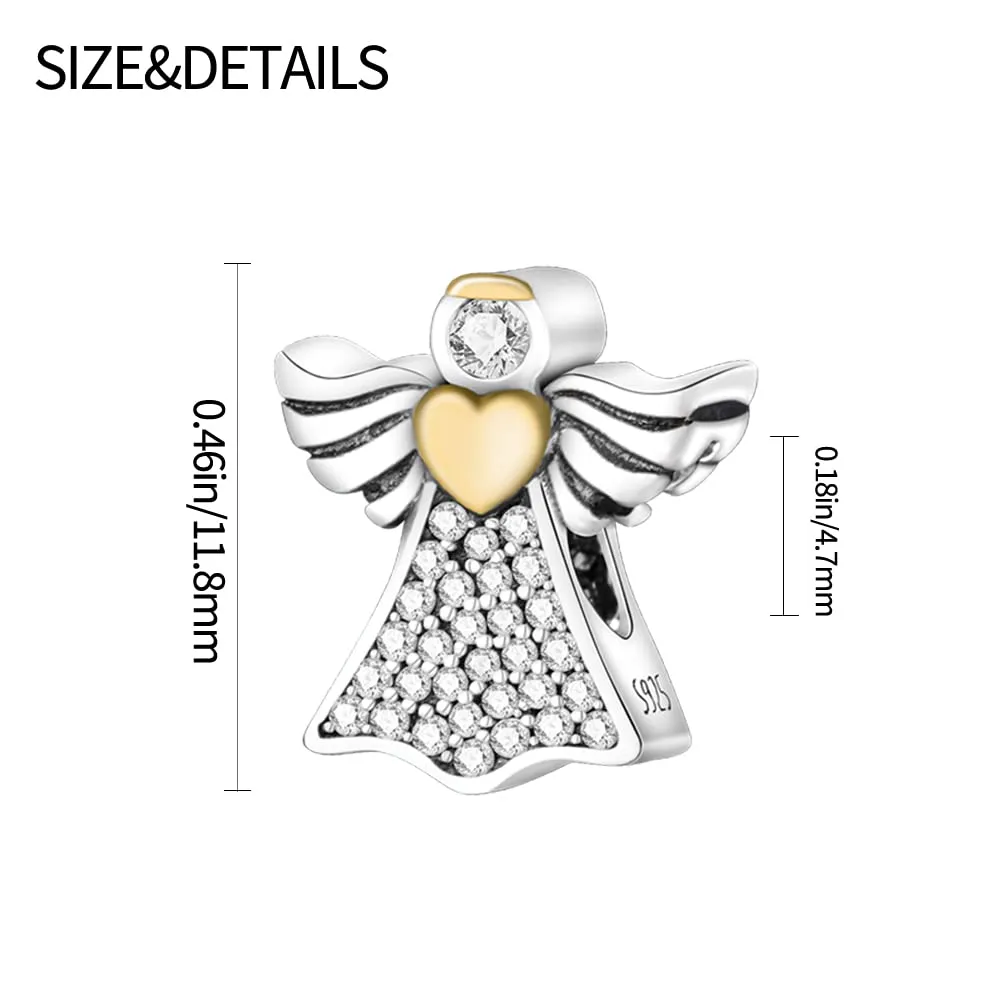 Pandach Bead Charm in Argento Sterling 925 con Cubic Zirconia per Braccialetti e Collane European Style - immagine 5