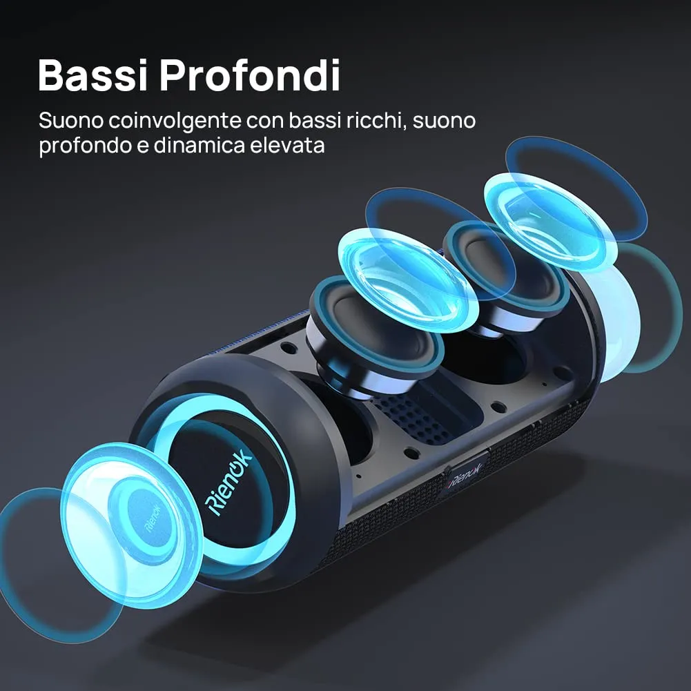 RIENOK S1 mini Cassa Bluetooth Portatile 30W Impermeabile IPX7 - immagine 2