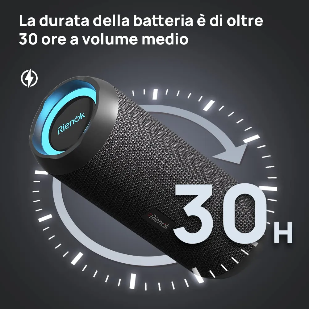 RIENOK S1 mini Cassa Bluetooth Portatile 30W Impermeabile IPX7 - immagine 5