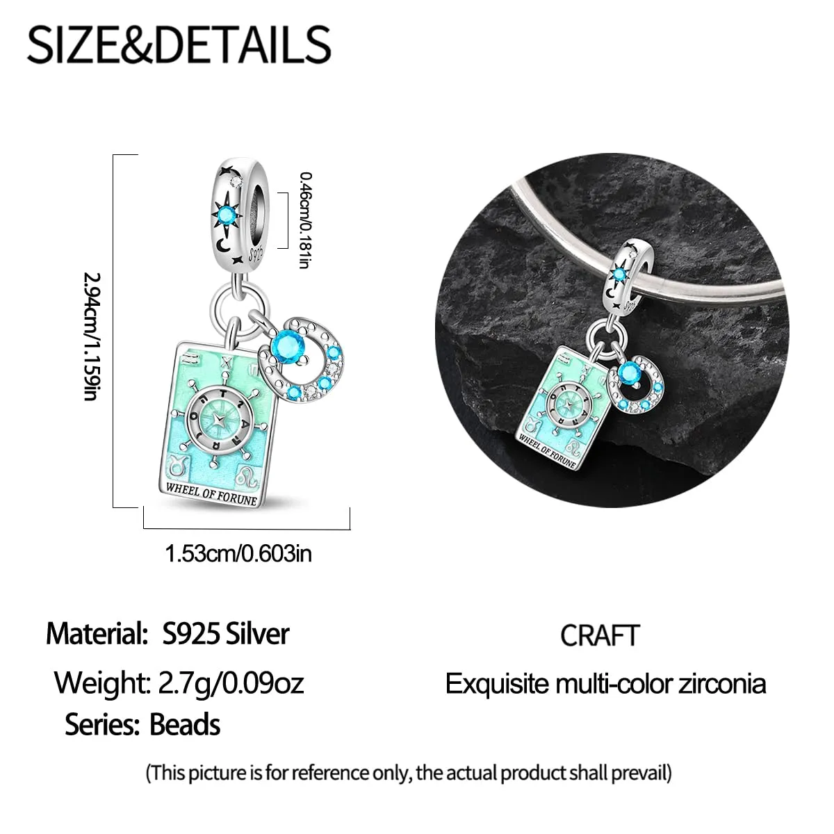 Pandach Bead Charm in Argento Sterling 925 con Cubic Zirconia per Braccialetti e Collane Europei - immagine 5