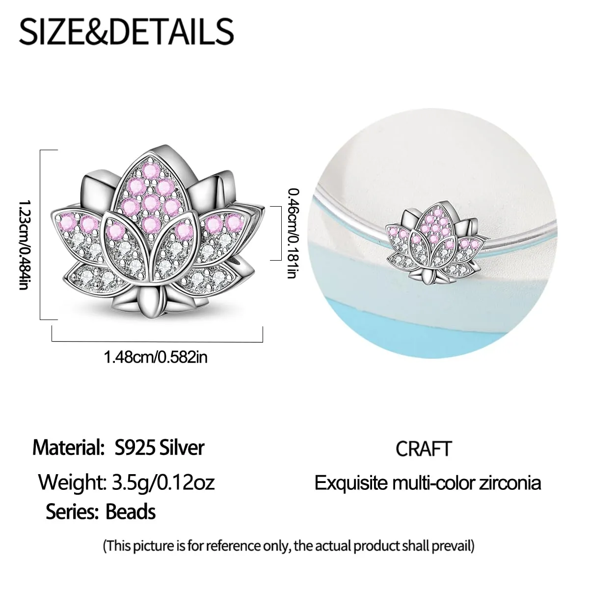 Pandach Bead Charm in Argento Sterling 925 con Cubic Zirconia per Braccialetti e Collane - immagine 5