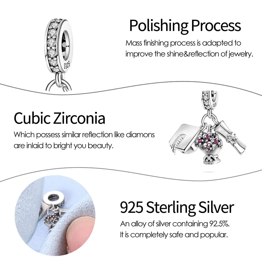 Pandach Bead Charm in Argento Sterling 925 con Cubic Zirconia per Braccialetti e Collane Europei - immagine 4
