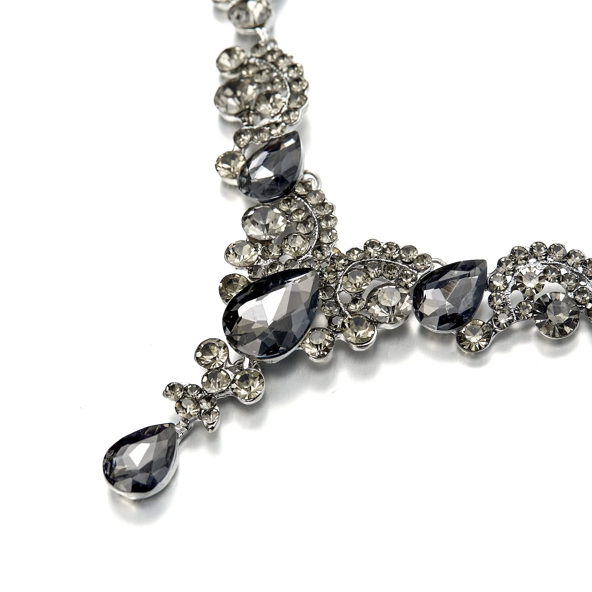 EVER FAITH Set di Gioielli in Cristallo Art Deco Floreale con Collana, Bracciale, Anello e Orecchini - immagine 5
