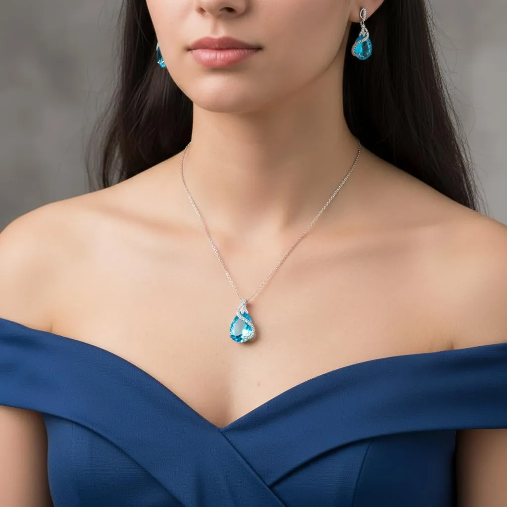 EVER FAITH Set di gioielli da sposa con Smeraldo e Zirconia Cubica, Collana Orecchini Bracciale e Anello - immagine 2