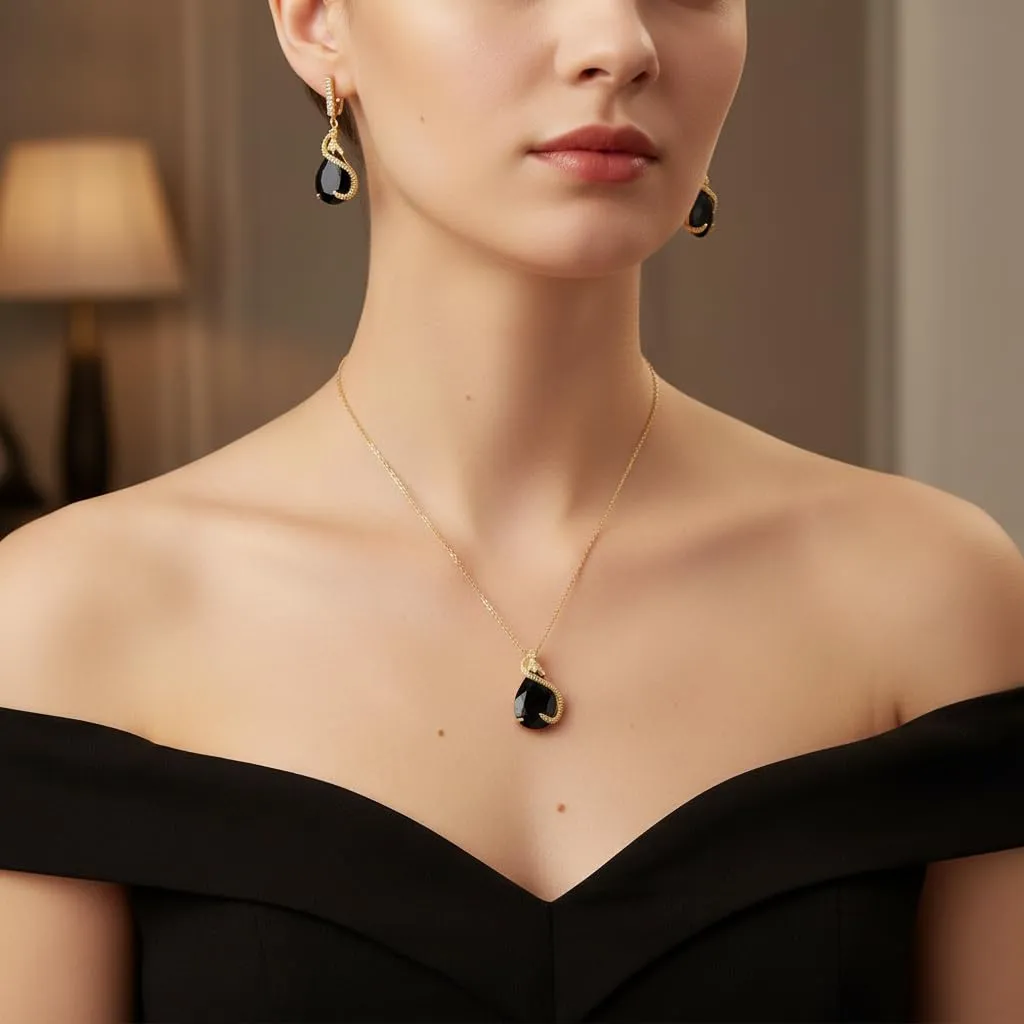 EVER FAITH Set di gioielli da sposa con Smeraldo e Zirconia Cubica, Collana, Orecchini, Bracciale e Anello - immagine 2
