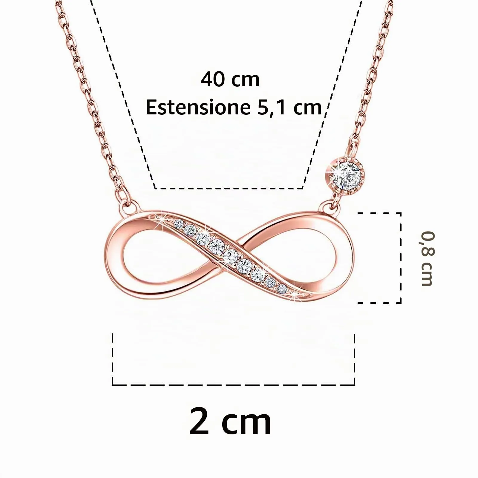 Bcenoilua Parure di Gioielli da Donna con Simbolo Infinito in Argento 925 e Zirconi, Set Collana, Bracciale e Orecchini - immagine 4