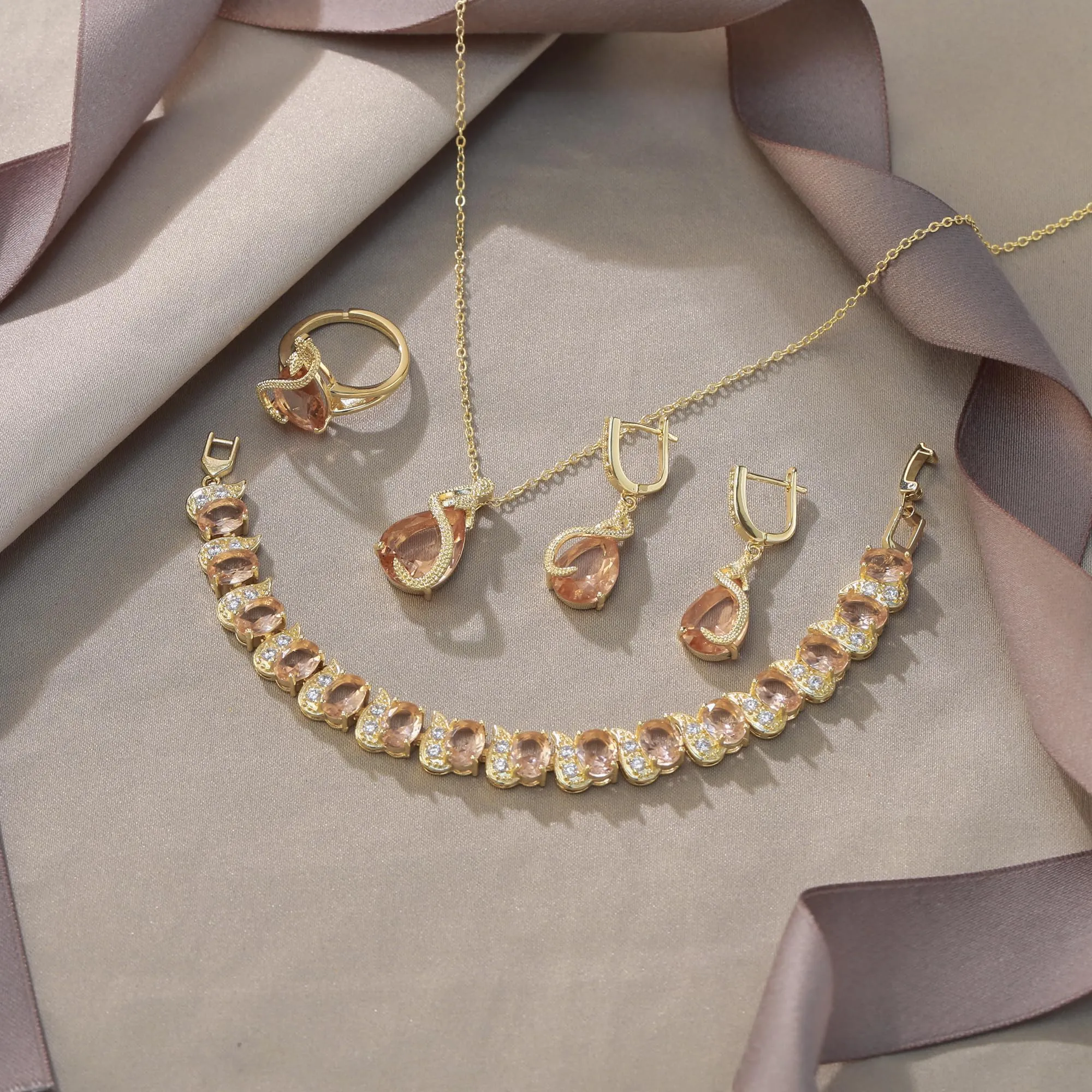 EVER FAITH Set di 4 orecchini a goccia con zirconi cubici, argento chiaro - immagine 3