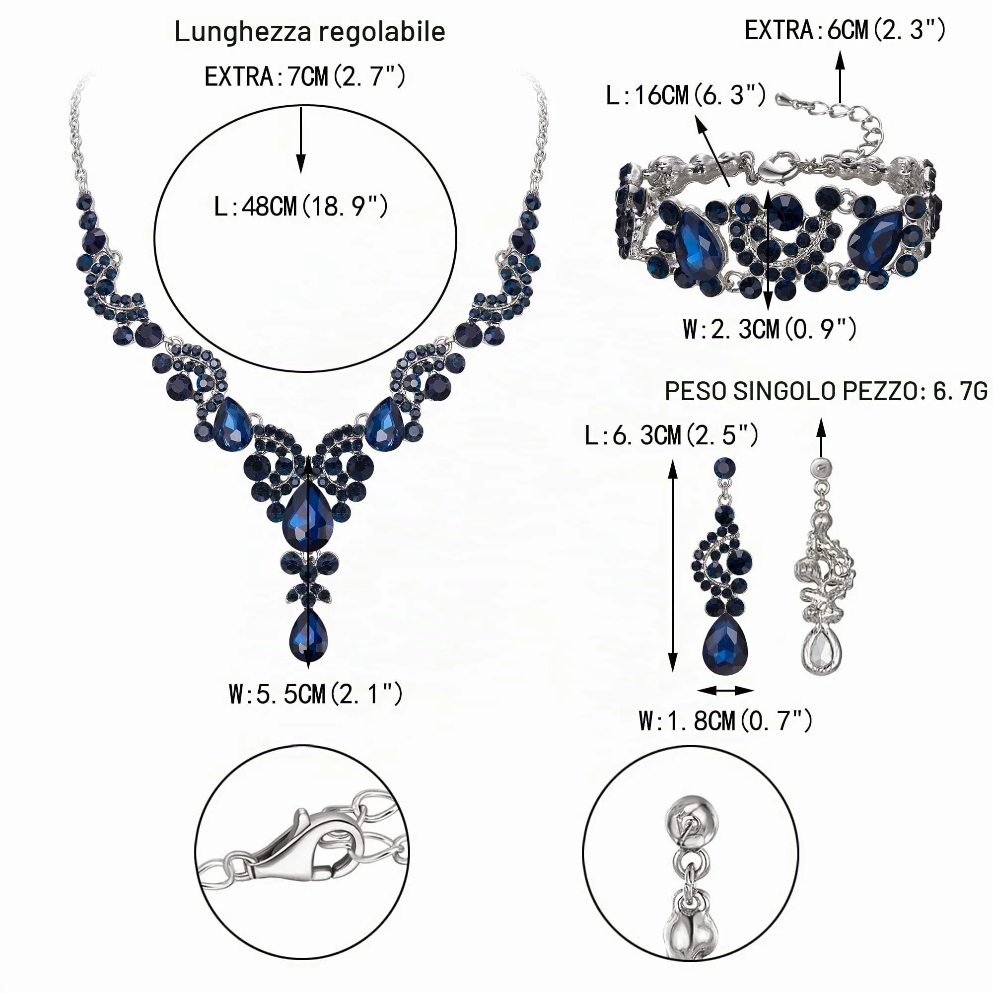 EVER FAITH Set di gioielli in cristallo Art Deco floreale con collana, orecchini e bracciale - immagine 4