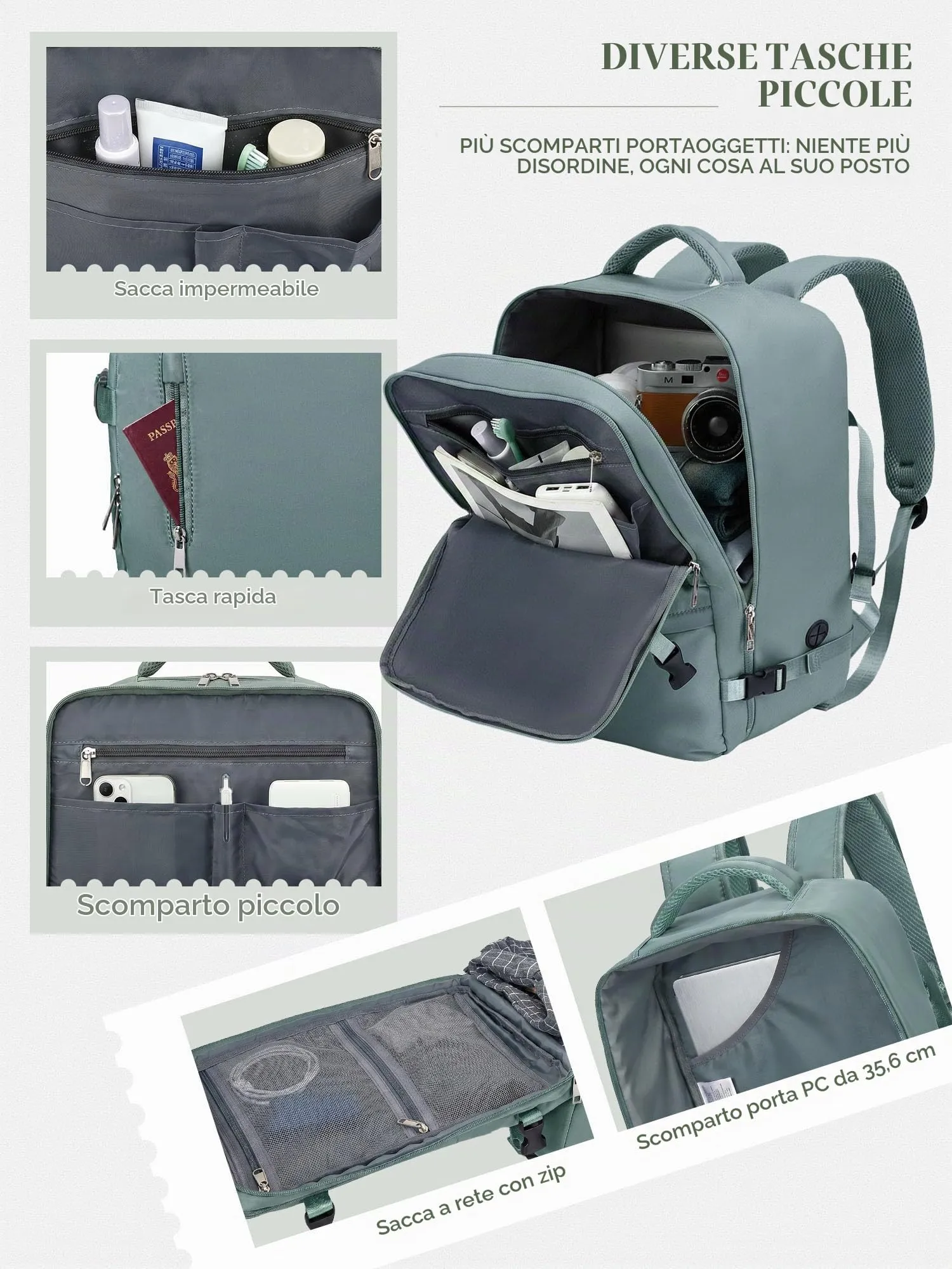 Hayayu Zaino da Viaggio Bagaglio a Mano 40x30x15 cm per Donna e Uomo - immagine 3