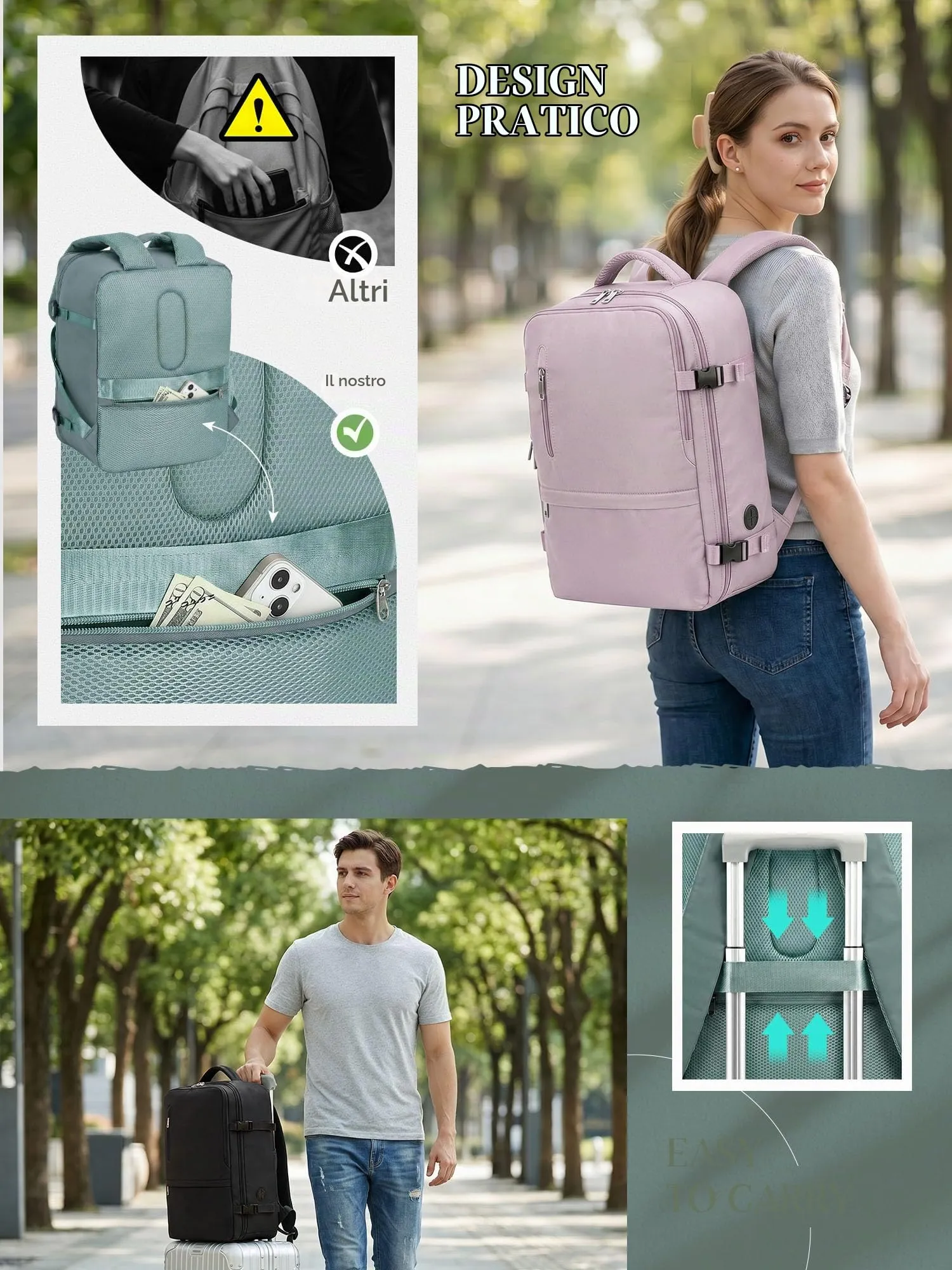 Hayayu Zaino da Viaggio Bagaglio a Mano 40x30x15 cm per Donna e Uomo - immagine 4