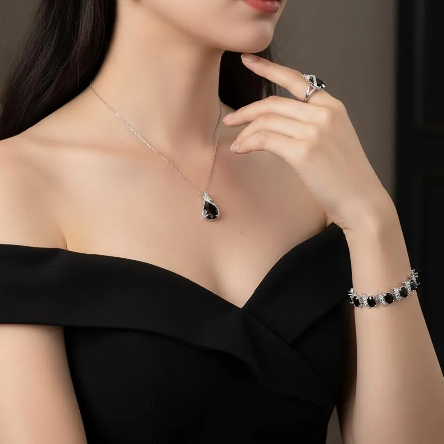 EVER FAITH Set di 4 orecchini a goccia con zirconi cubici, argento chiaro - immagine 2