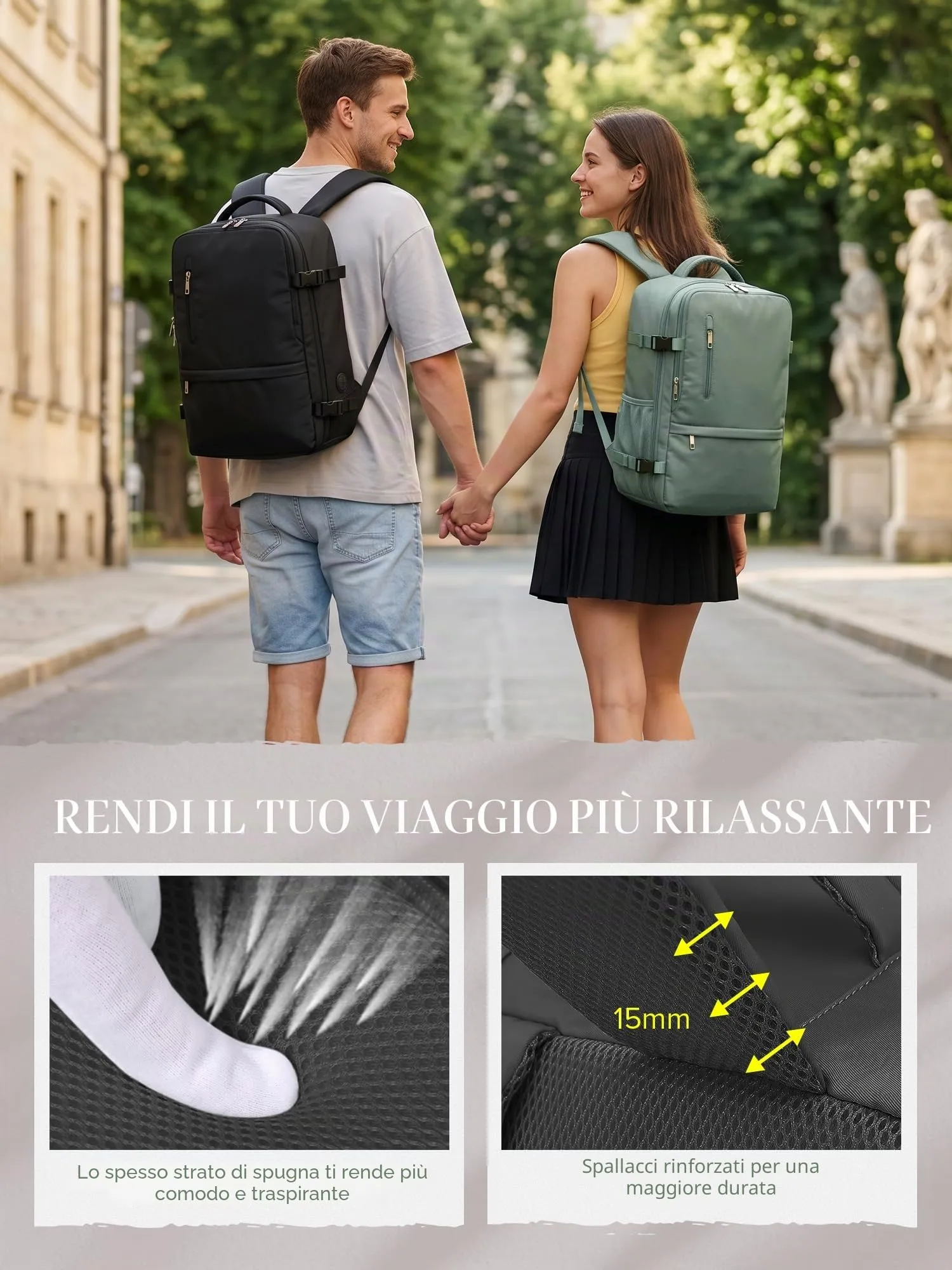 Hayayu Zaino da Viaggio Bagaglio a Mano 40x30x15 cm per Donna e Uomo - immagine 6