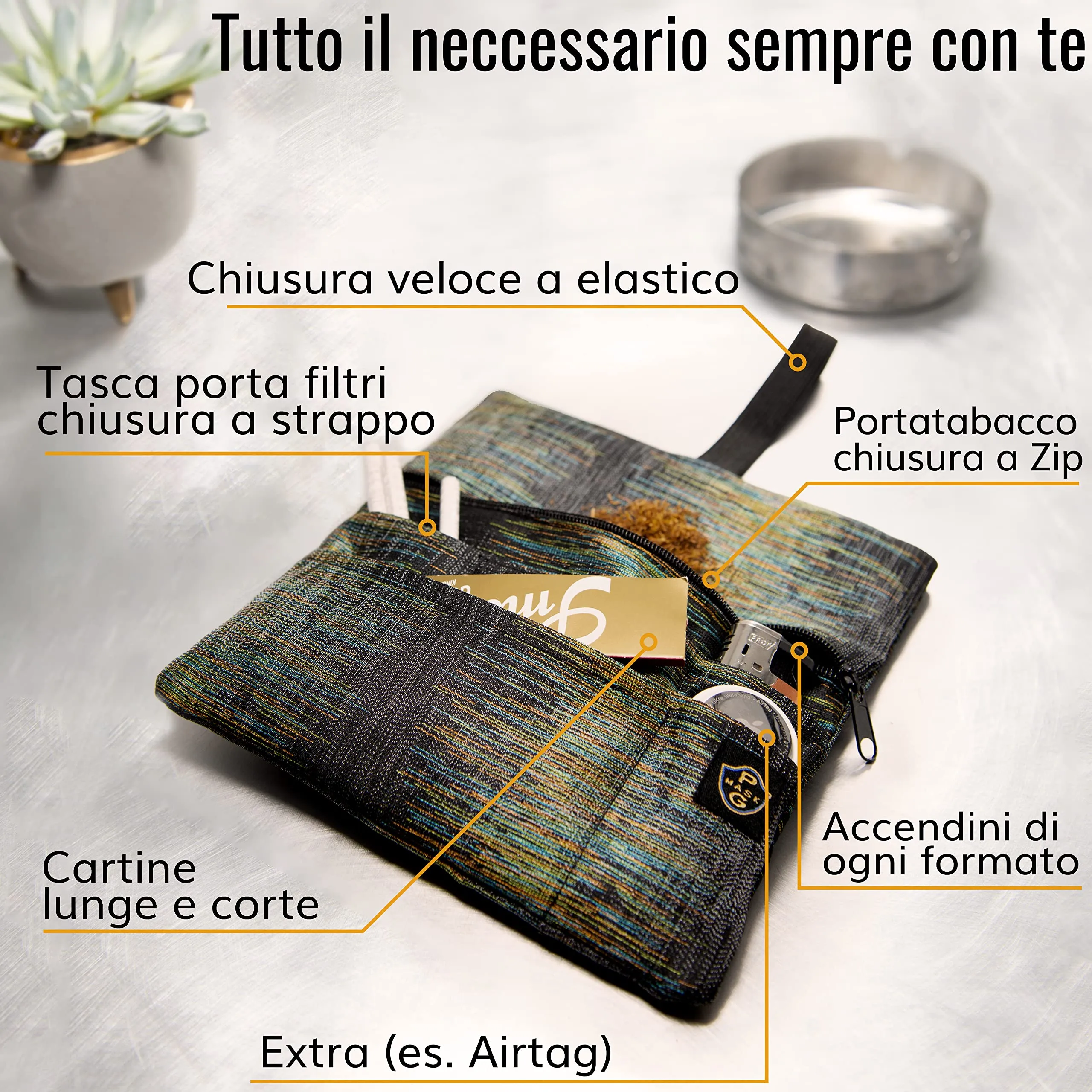 Guggiari Porta Tabacco in Tela Fatto a Mano Etnic - immagine 2