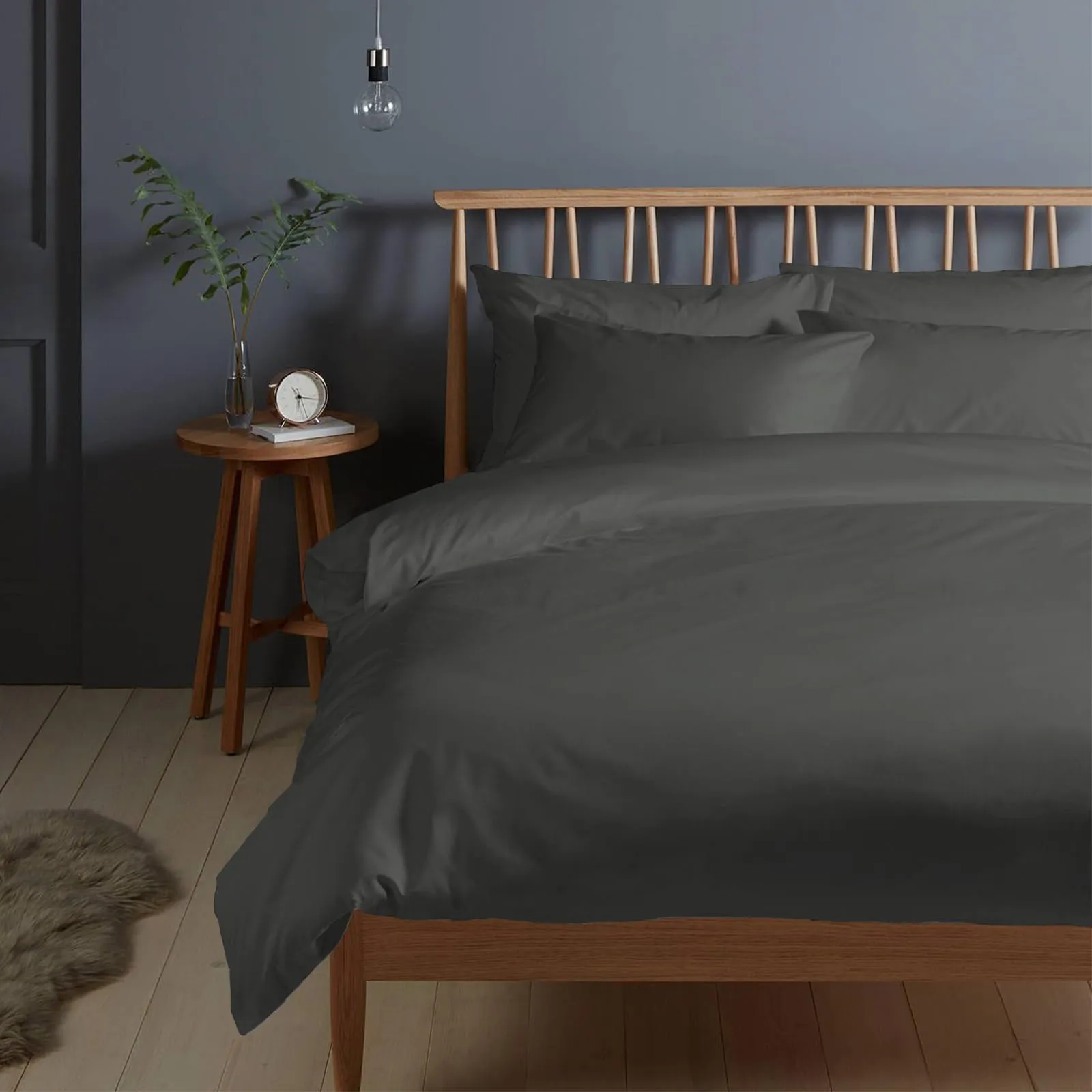 Pizuna Linens Set Copripiumino 200x200 Cotone 400 Fili Sateen Grigio, 3 Pezzi - immagine 1
