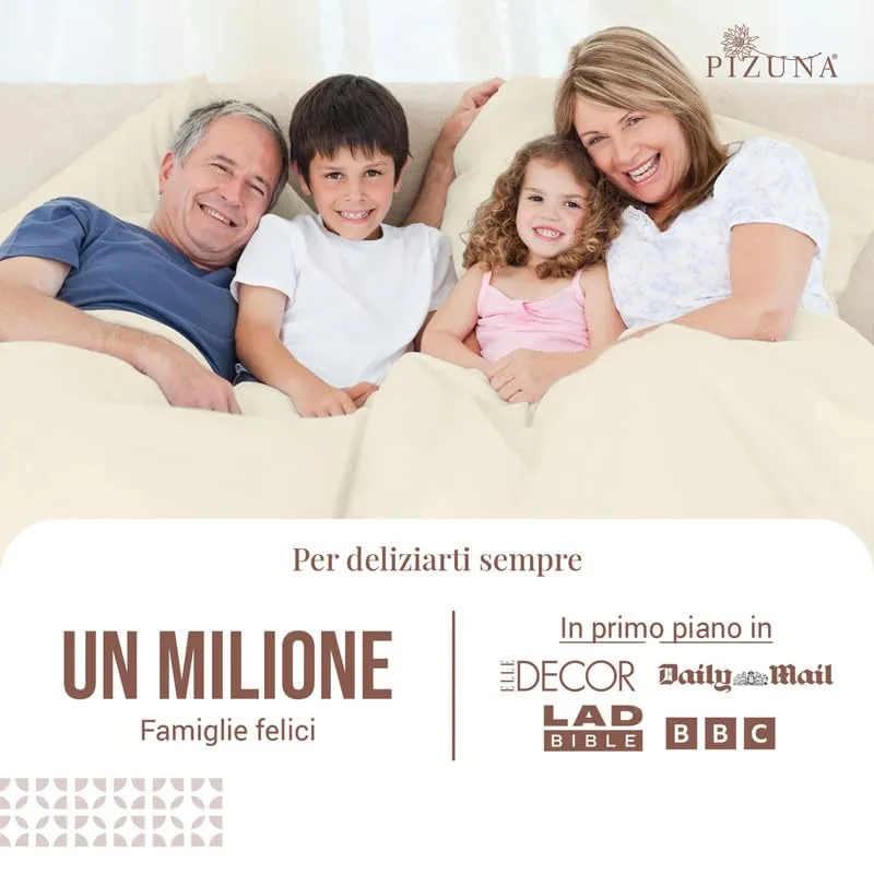 Pizuna Linens Set Lenzuola Letto Matrimoniale in Cotone 400 Fili, 140x200cm, Avorio, 4 Pezzi - immagine 2