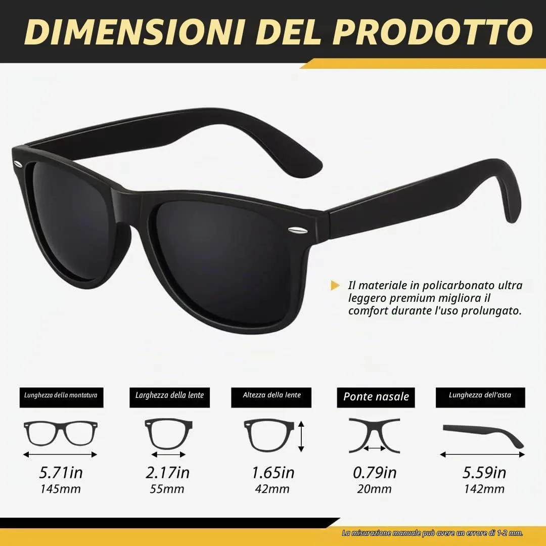 LINVO Occhiali da Sole Polarizzati UV400 Design Retrò Anni '80 - immagine 5