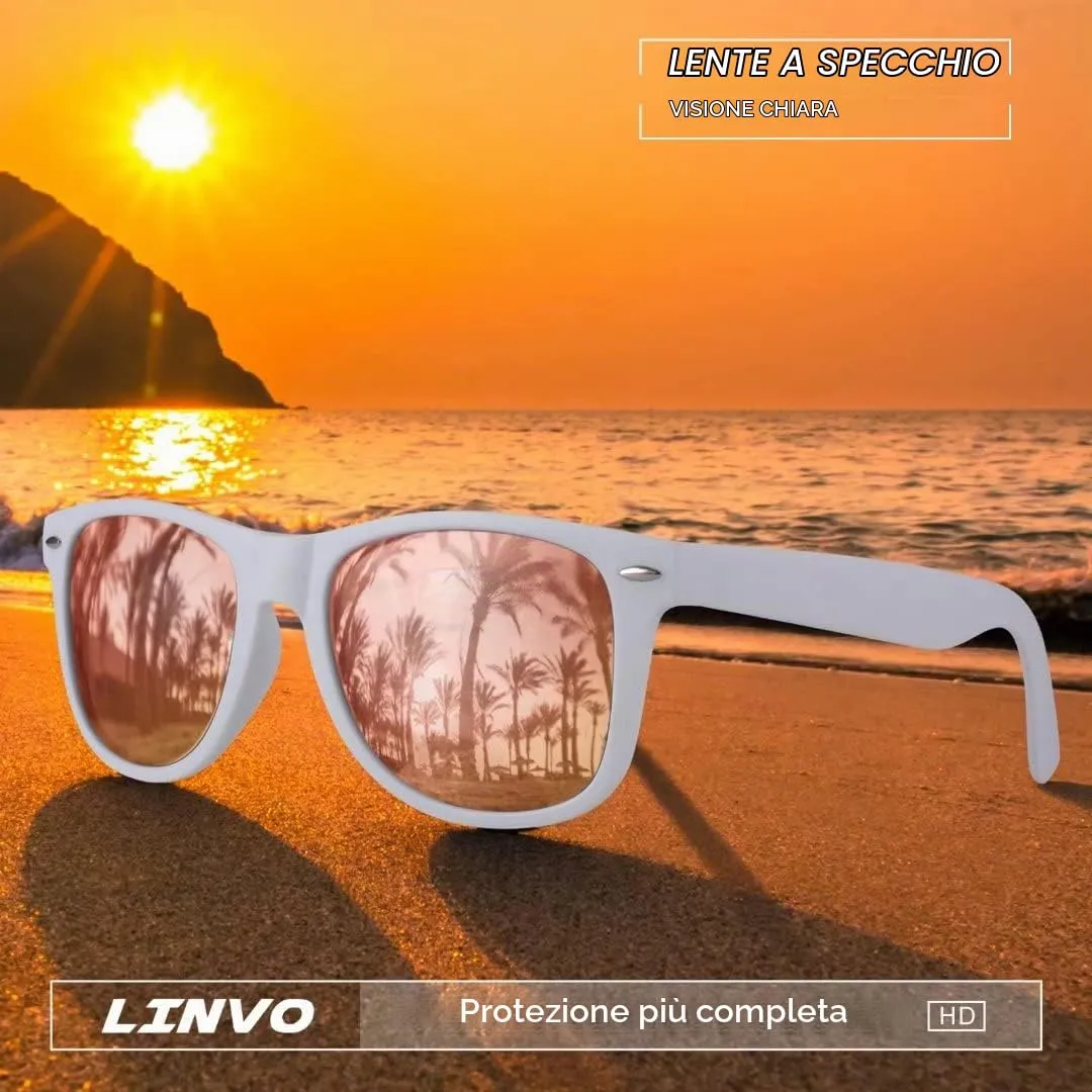 LINVO Occhiali da Sole Polarizzati UV400 Design Retrò Anni '80 LGM-LV2140-12 - immagine 2
