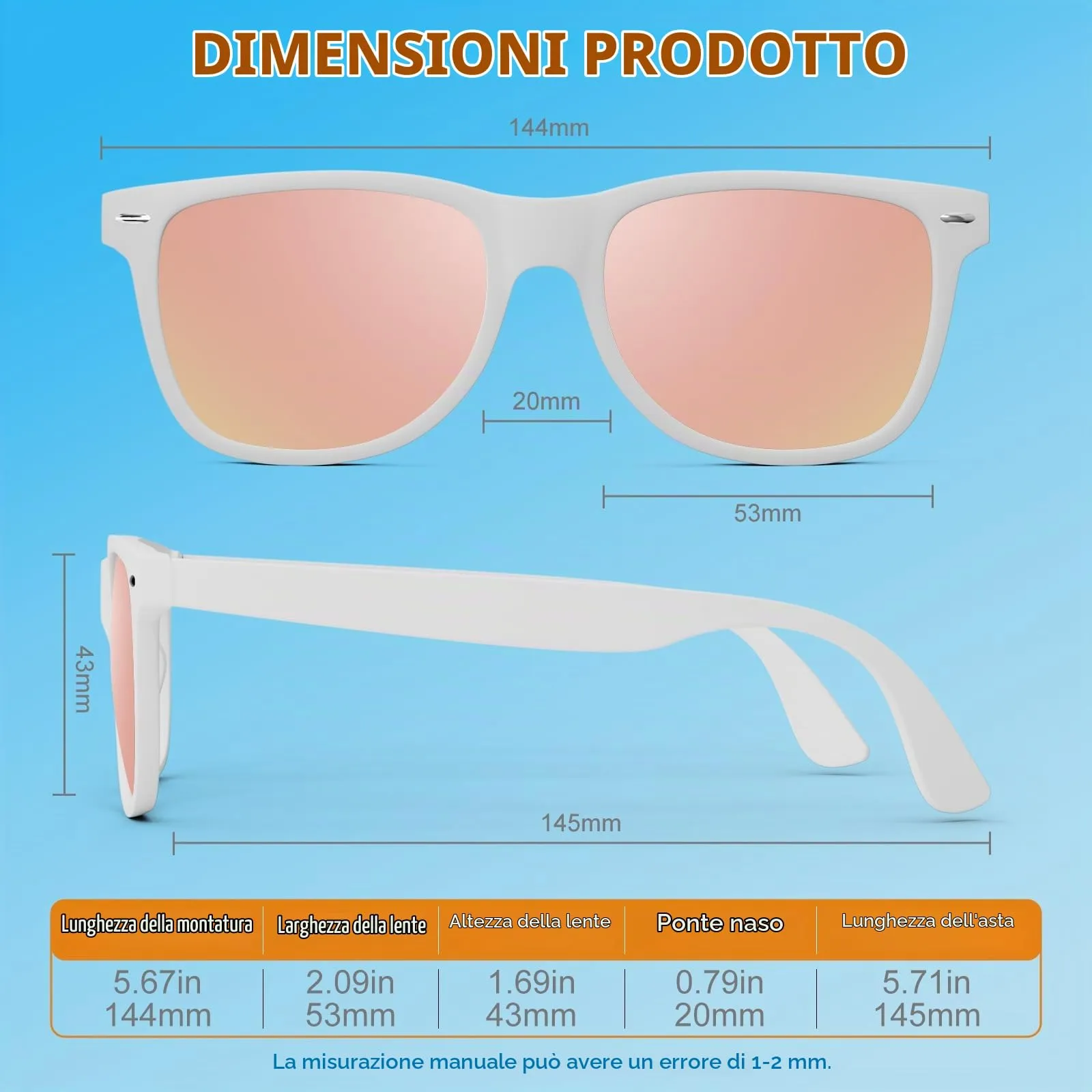 LINVO Occhiali da Sole Polarizzati UV400 Design Retrò Anni '80 LGM-LV2140-12 - immagine 6