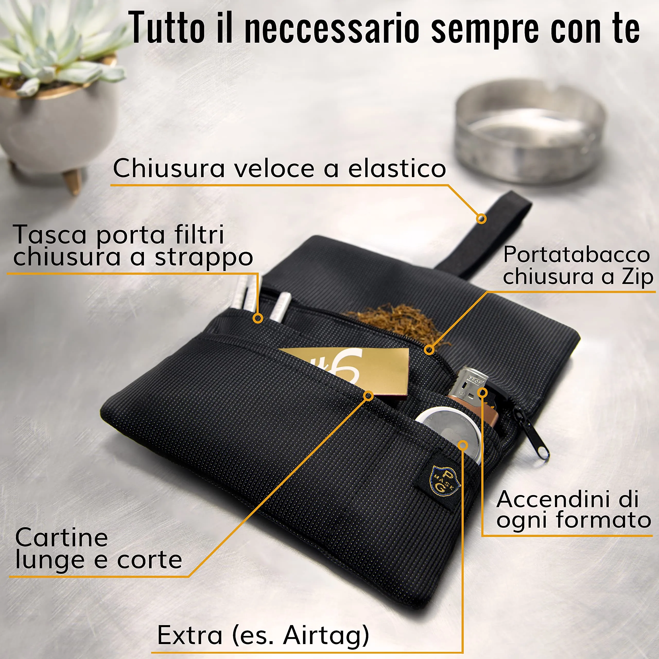 Guggiari Porta Tabacco in Tela Fatto a Mano - Pindot - immagine 2