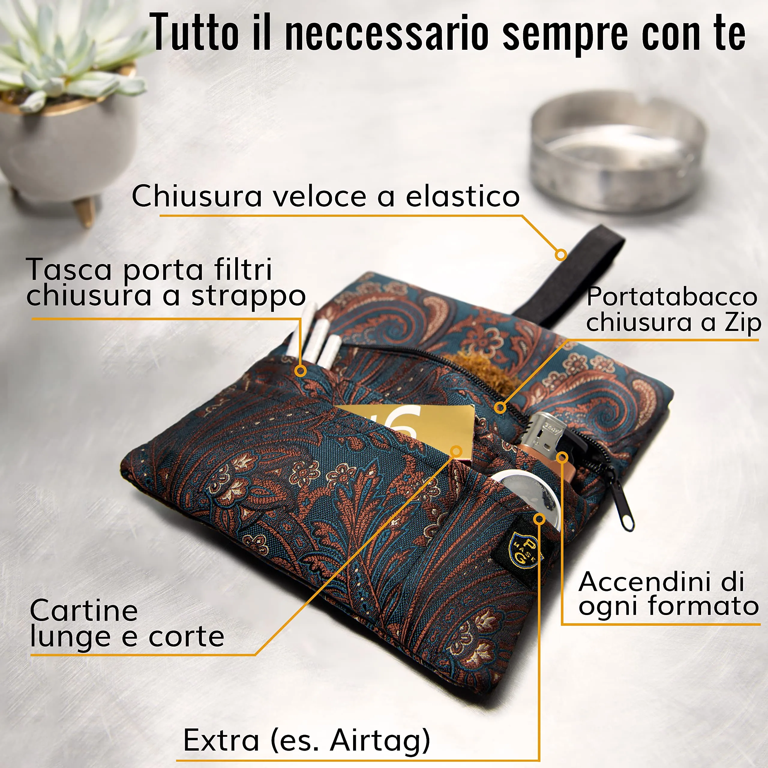 Guggiari Porta Tabacco in Tela Fatto a Mano Paisley - immagine 2