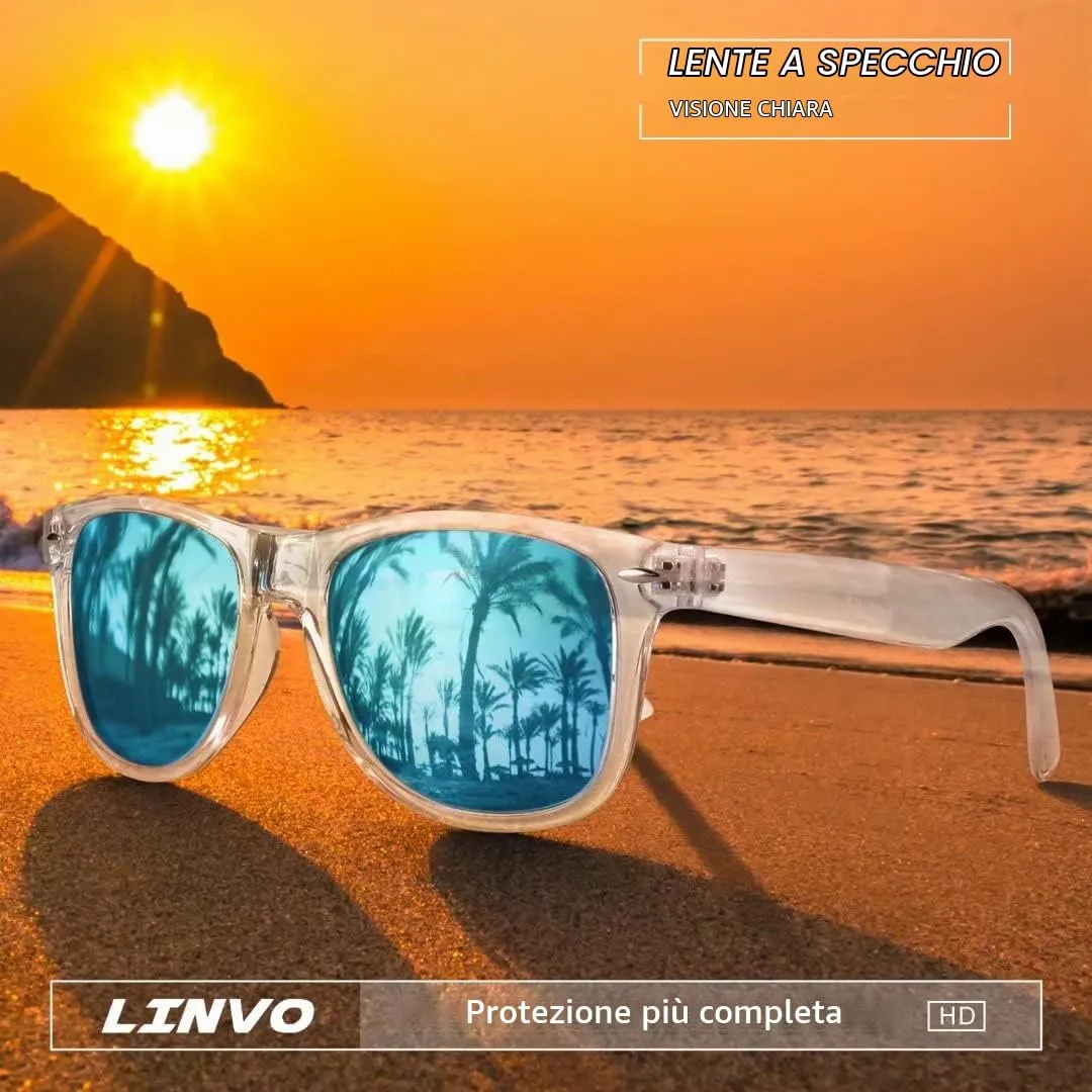LINVO Occhiali da Sole Polarizzati UV400 Design Retrò Anni '80 - immagine 2