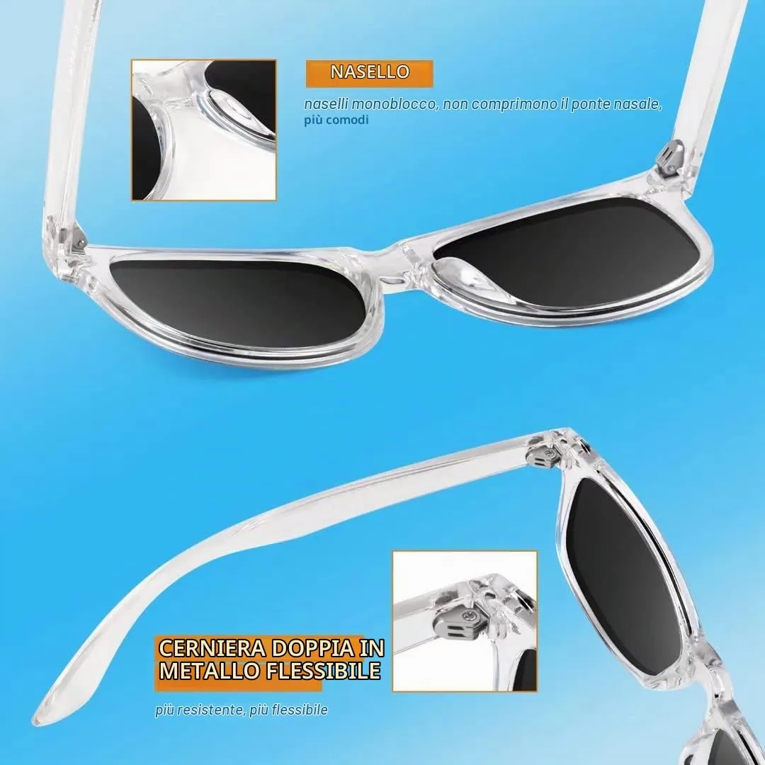 LINVO Occhiali da Sole Polarizzati UV400 Design Retrò Anni '80 - immagine 5