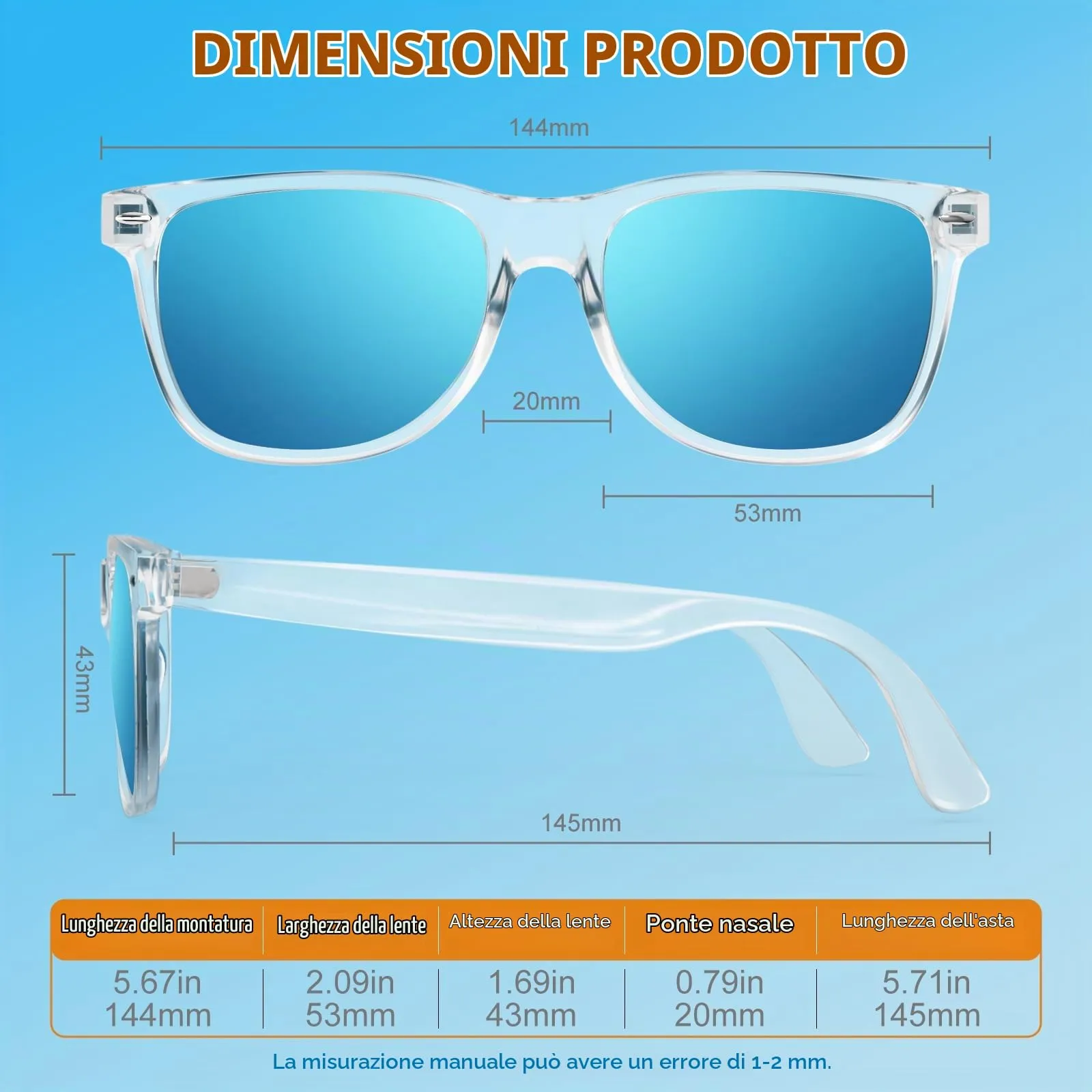 LINVO Occhiali da Sole Polarizzati UV400 Design Retrò Anni '80 - immagine 6