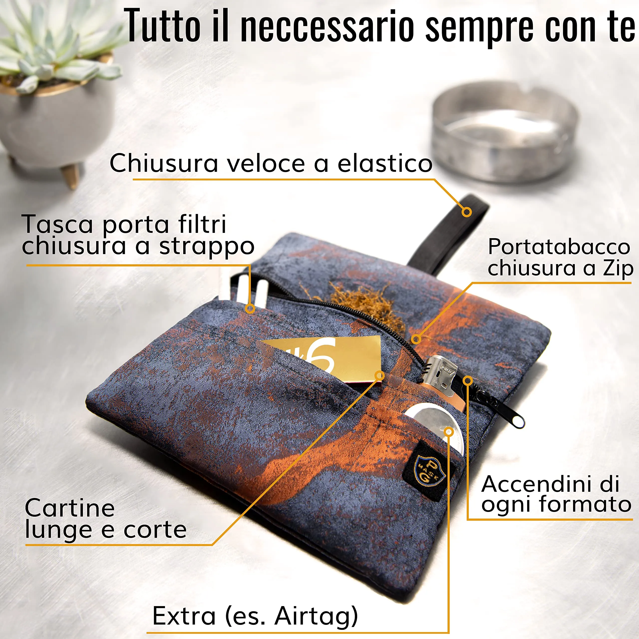 Guggiari Porta Tabacco in Tela Fatto a Mano - Rusty Metal - immagine 2