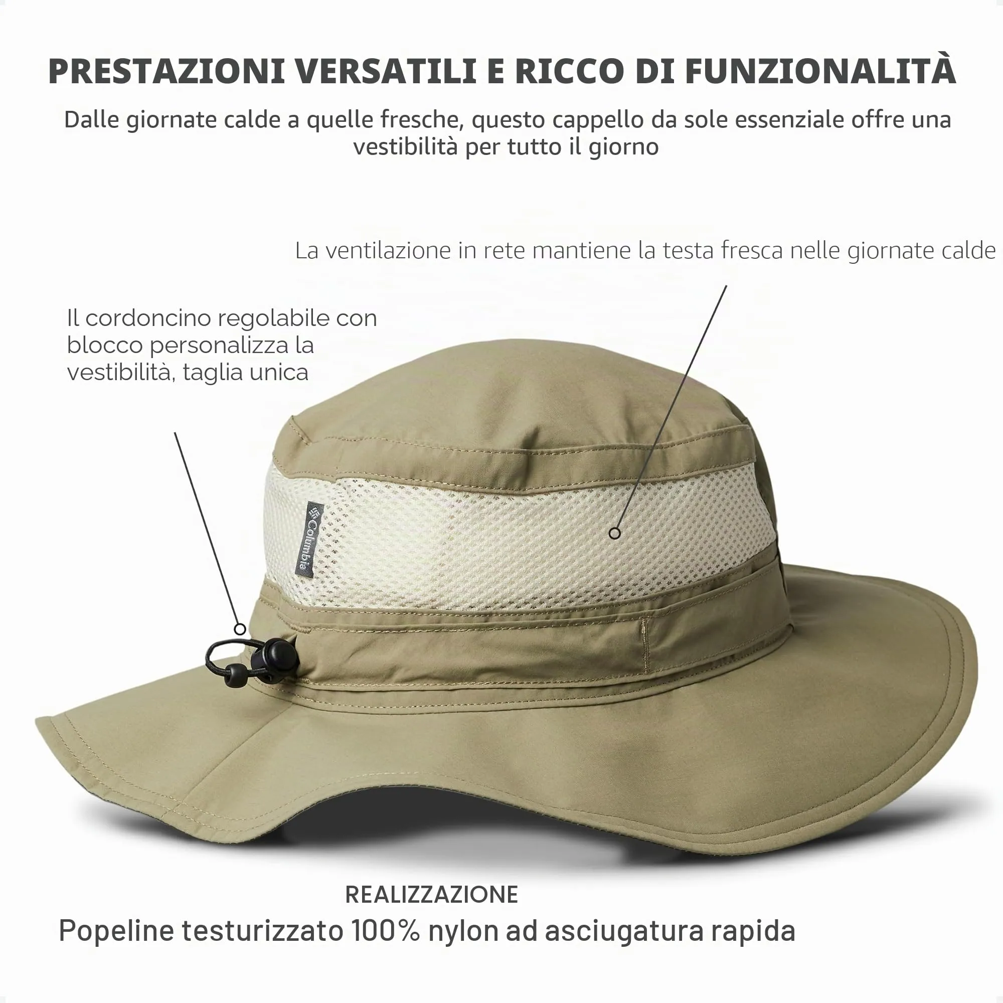Columbia Bora Bora Booney Unisex Adult Hat, Sage, One Size - immagine 4
