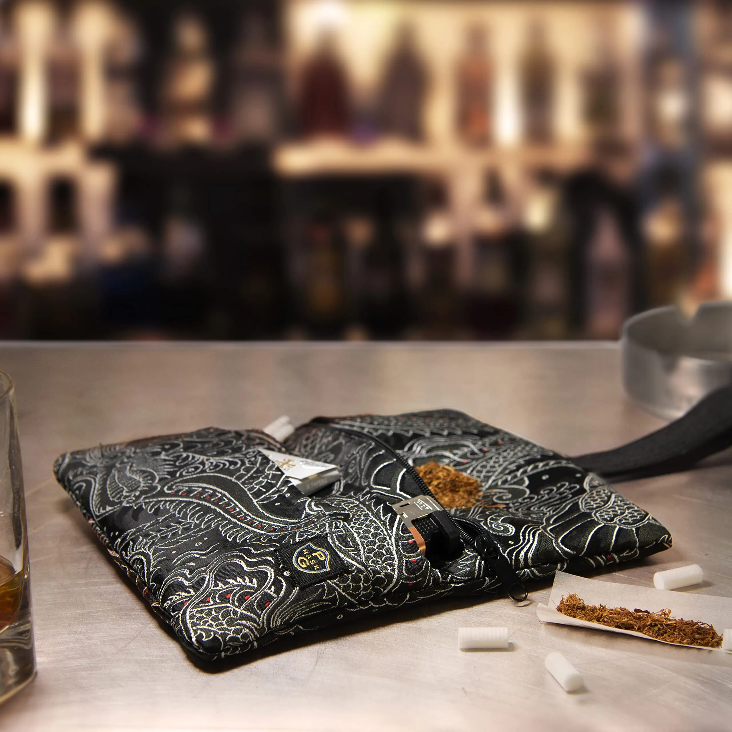 Guggiari Porta Tabacco in Tela Fatto a Mano - Black Dragon - immagine 7