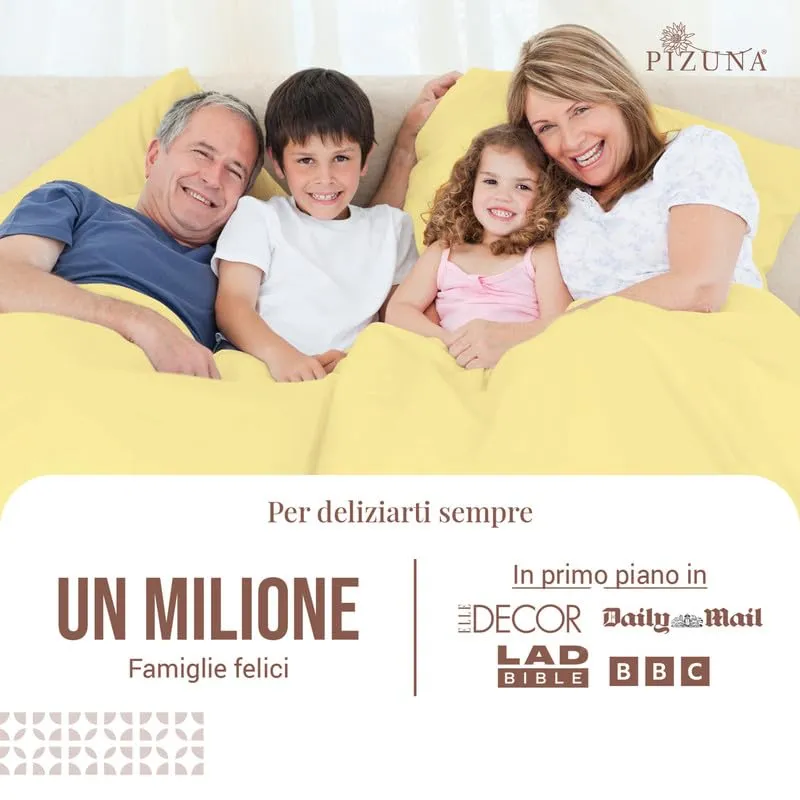 Pizuna Linens Set Lenzuola Letto Singolo in Cotone 400 Fili, 90x200 cm, Giallo, 3 Pezzi - immagine 2