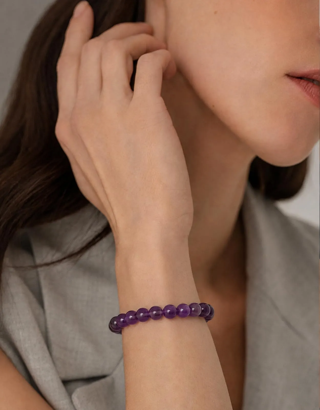 Landorilo Bracciale in Pietre Naturali Ametista per Donna e Uomo - immagine 2