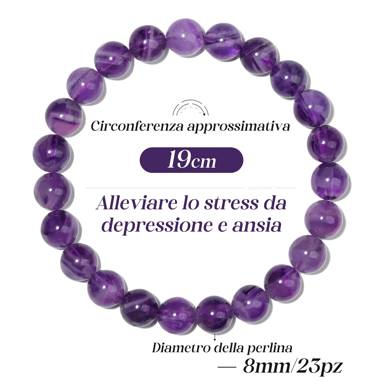 Landorilo Bracciale in Pietre Naturali Ametista per Donna e Uomo - immagine 4
