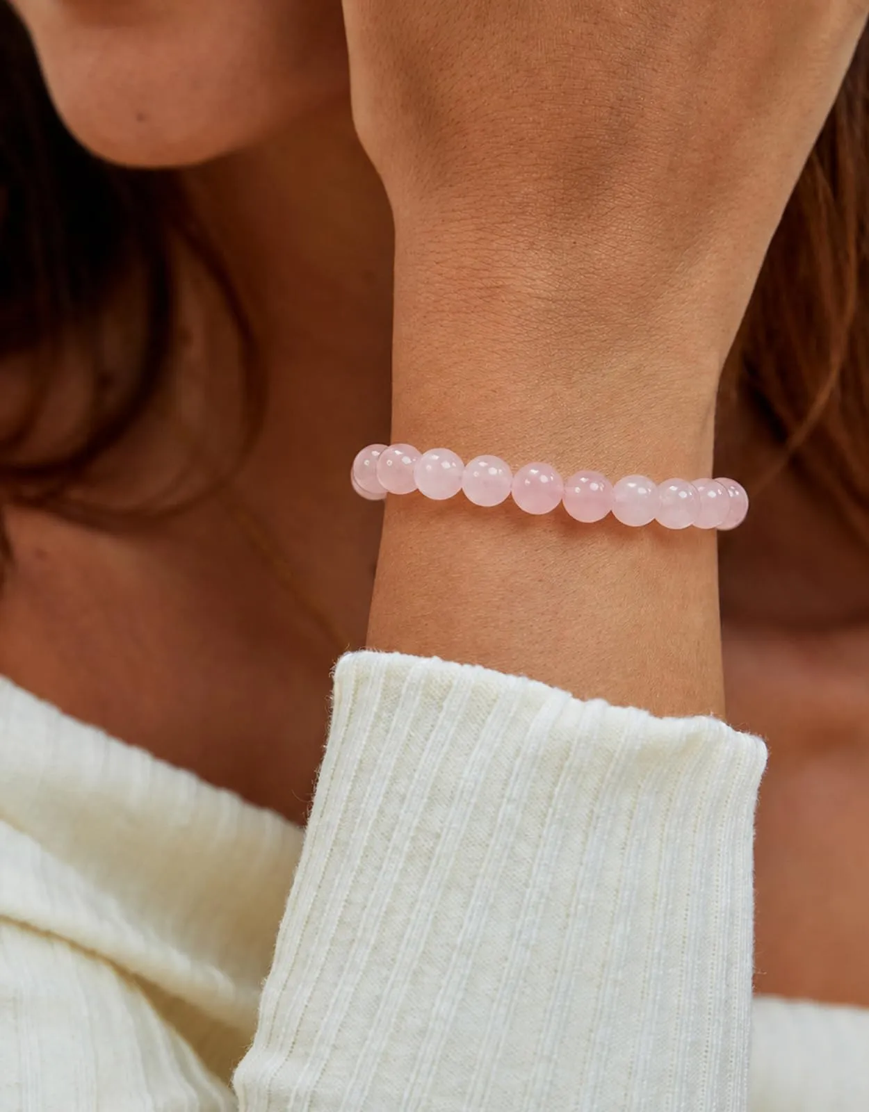 Landorilo Bracciale in Quarzo Rosa per Donna e Uomo, 19 cm - immagine 2