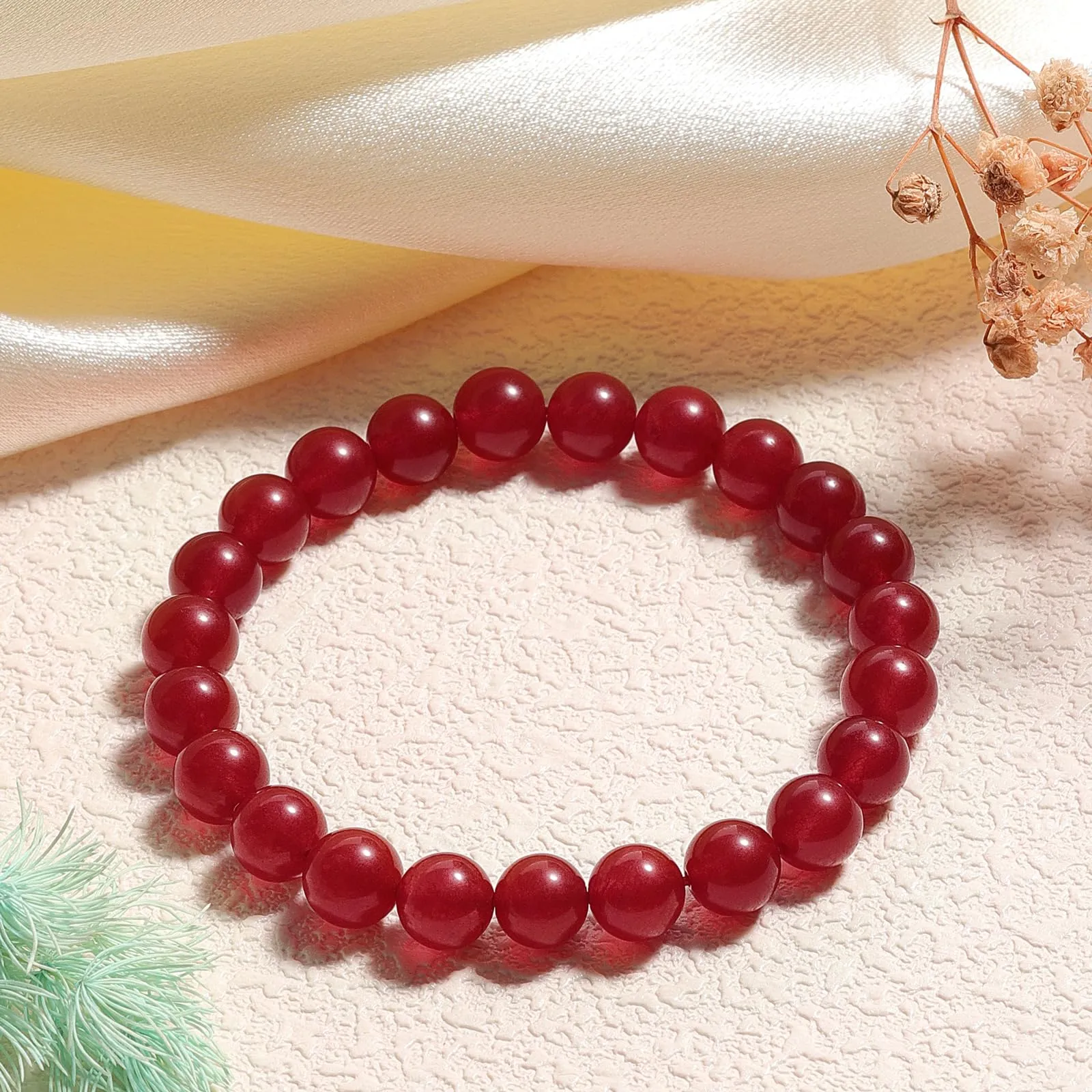 Landorilo Bracciale in Calcedonio Rosso per Donna e Uomo, 19 cm - immagine 3