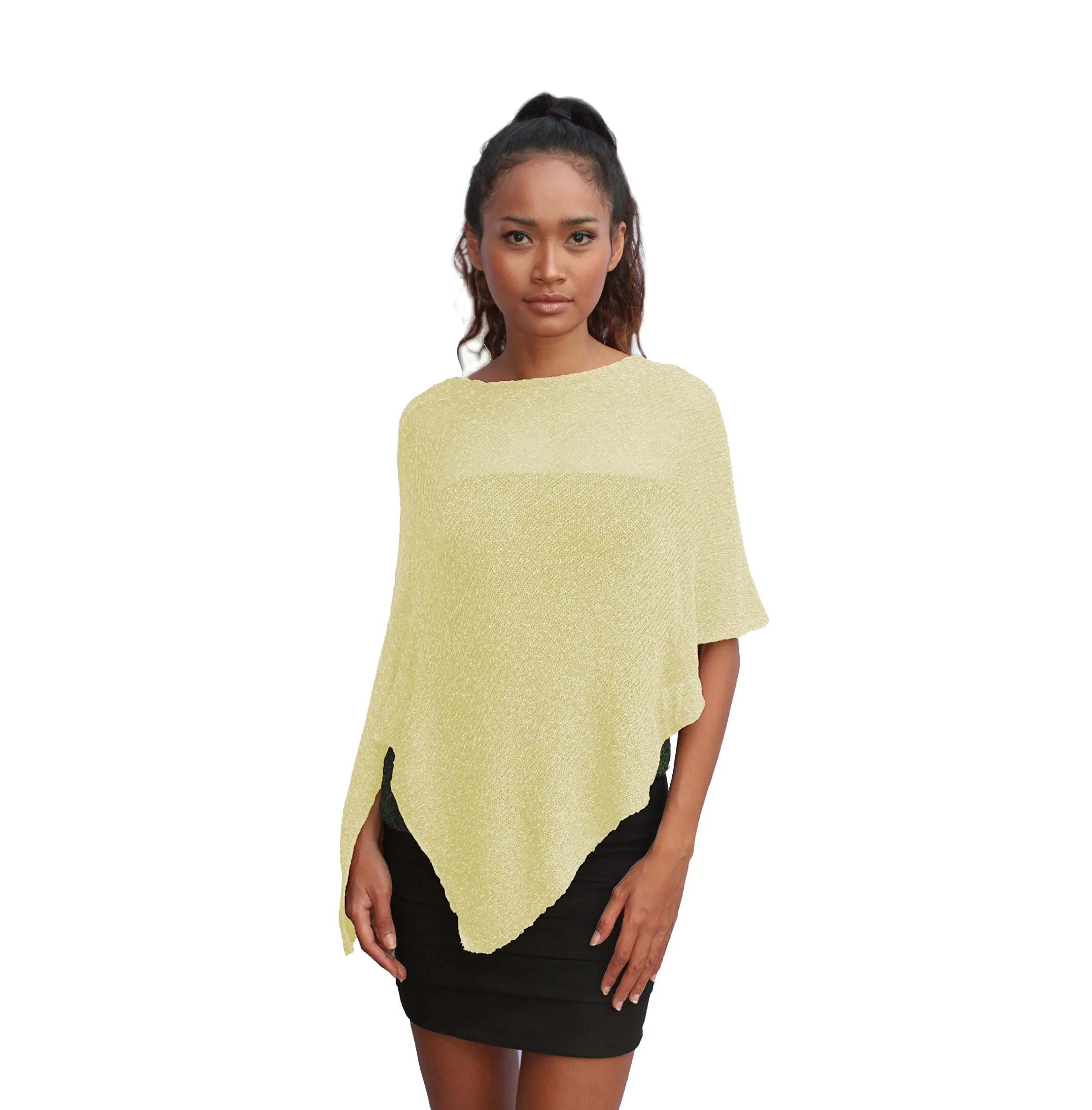 creazioni unique Poncho Coprispalle Donna in Rete di Viscosa Termica con Essenza di Fiore di Ciliegio, Lime - immagine 1