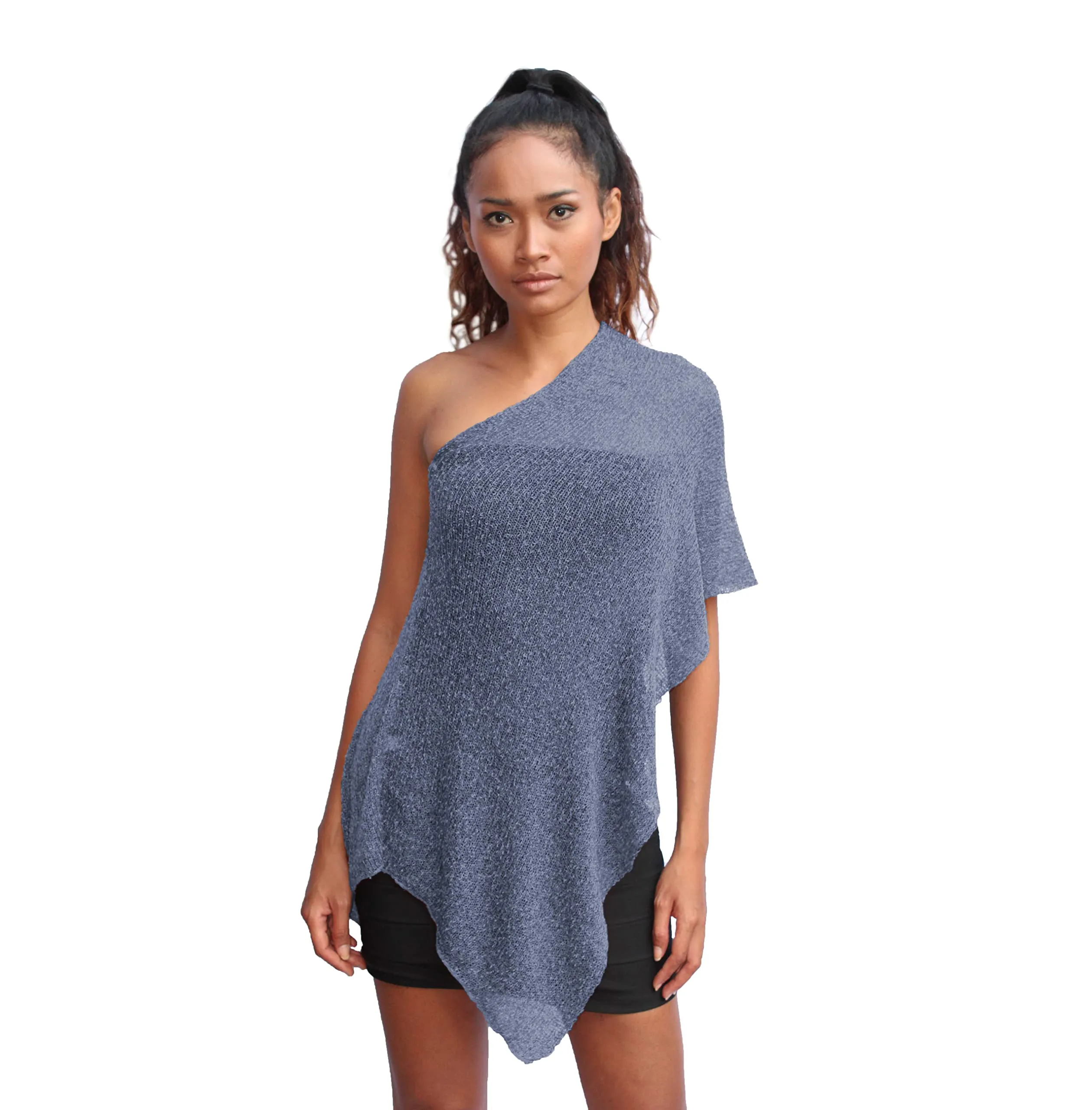 creazioni unique Poncho Coprispalle da Donna in Rete di Viscosa (Blue Jeans) - immagine 1