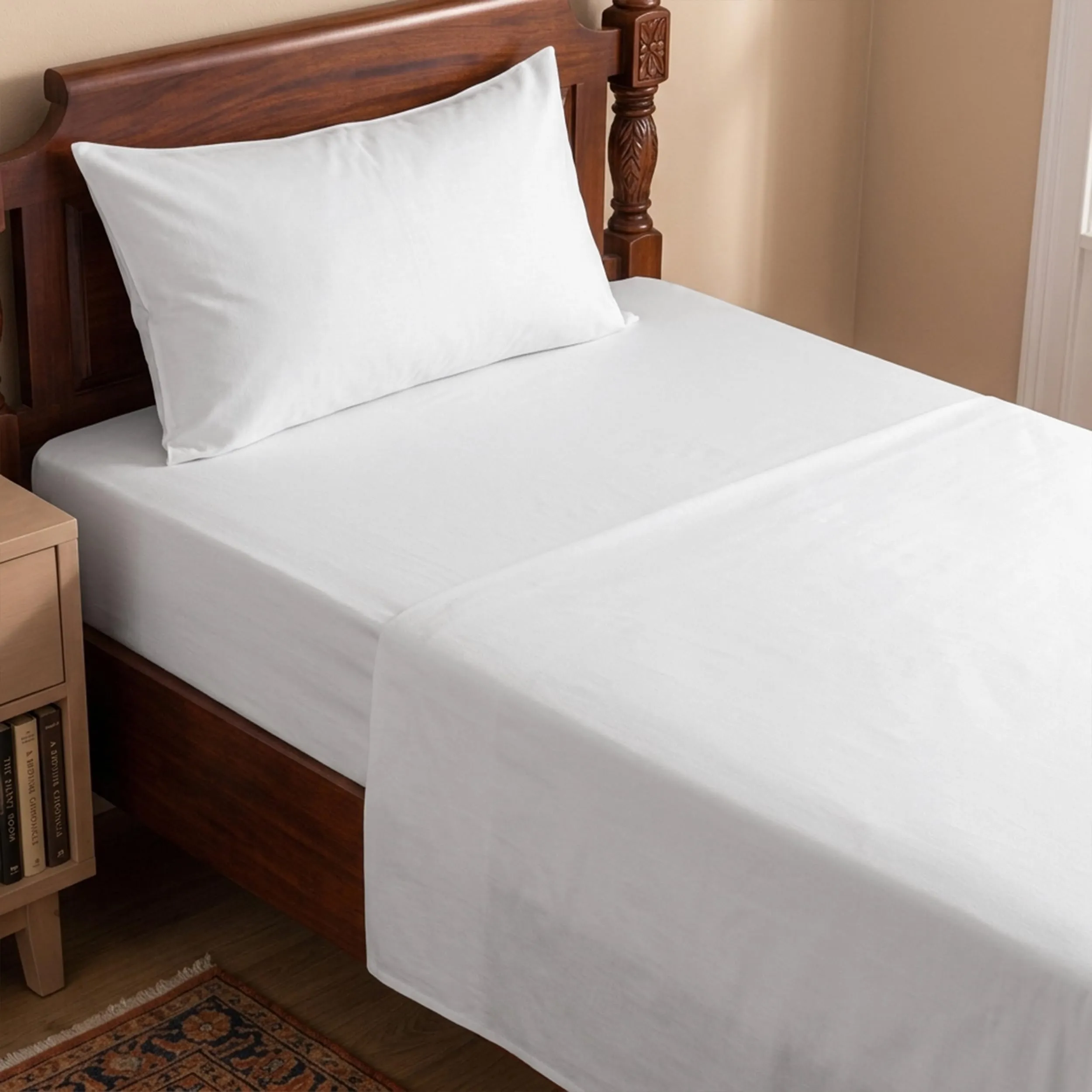 Pizuna Linens Set Lenzuola Letto Singolo in Cotone 400 Fili, 90x200 cm, Bianco, 3 Pezzi - immagine 1