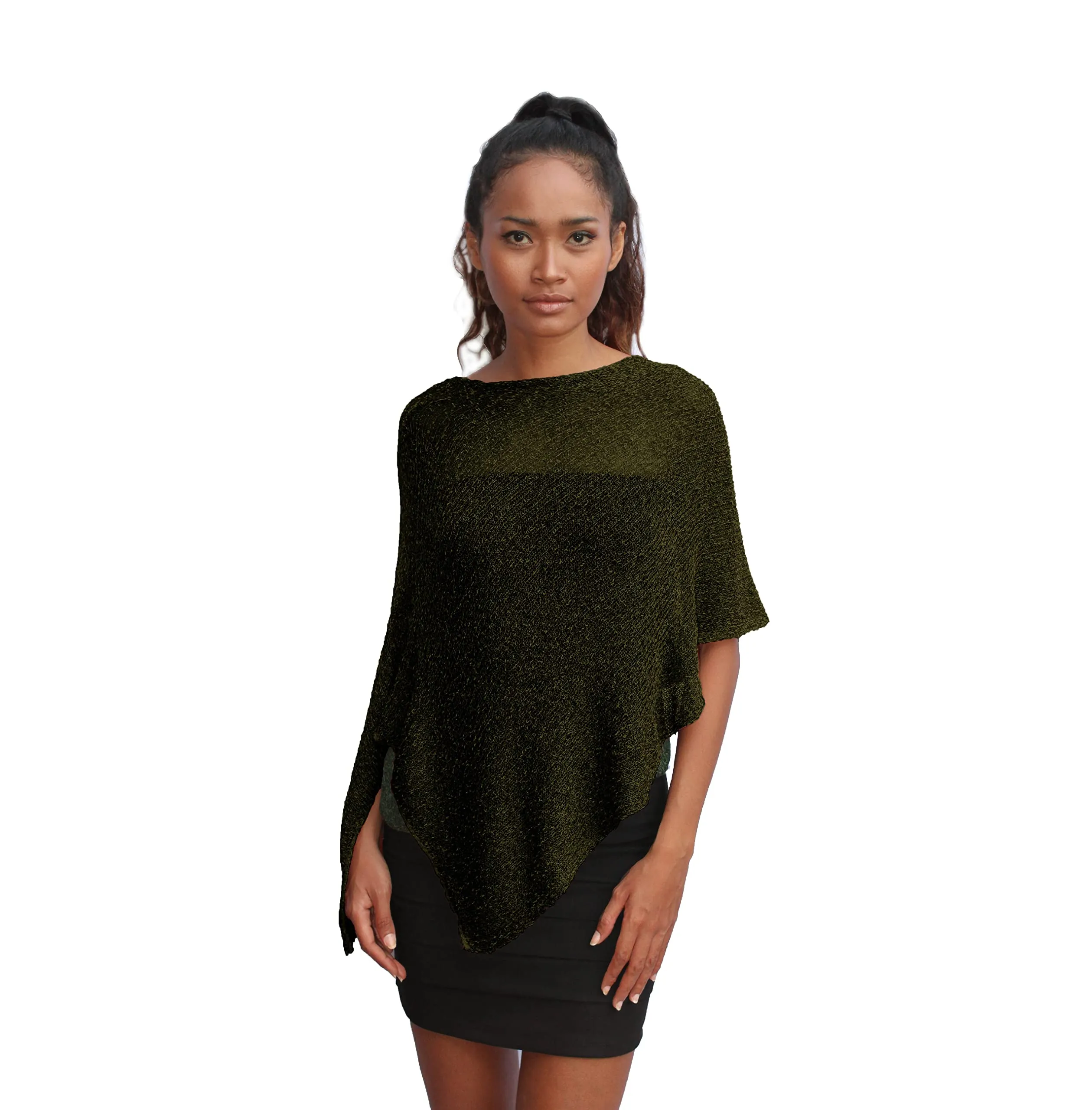 creazioni unique Poncho Coprispalle Donna in Rete di Viscosa Nero Oro - immagine 1