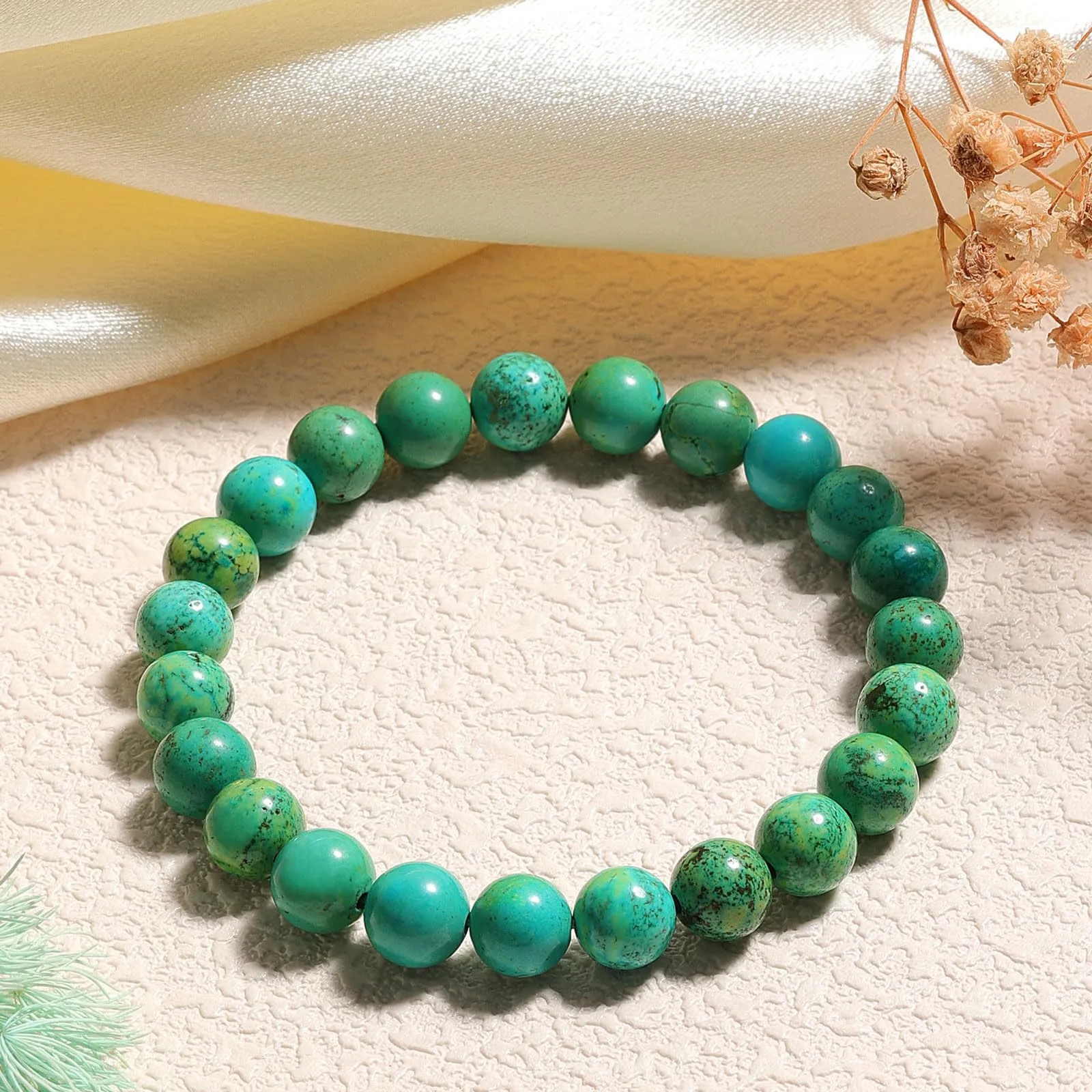 Landorilo Bracciale in Pietre Naturali per Donna Uomo, Turchese Giallo, 19 cm - immagine 3