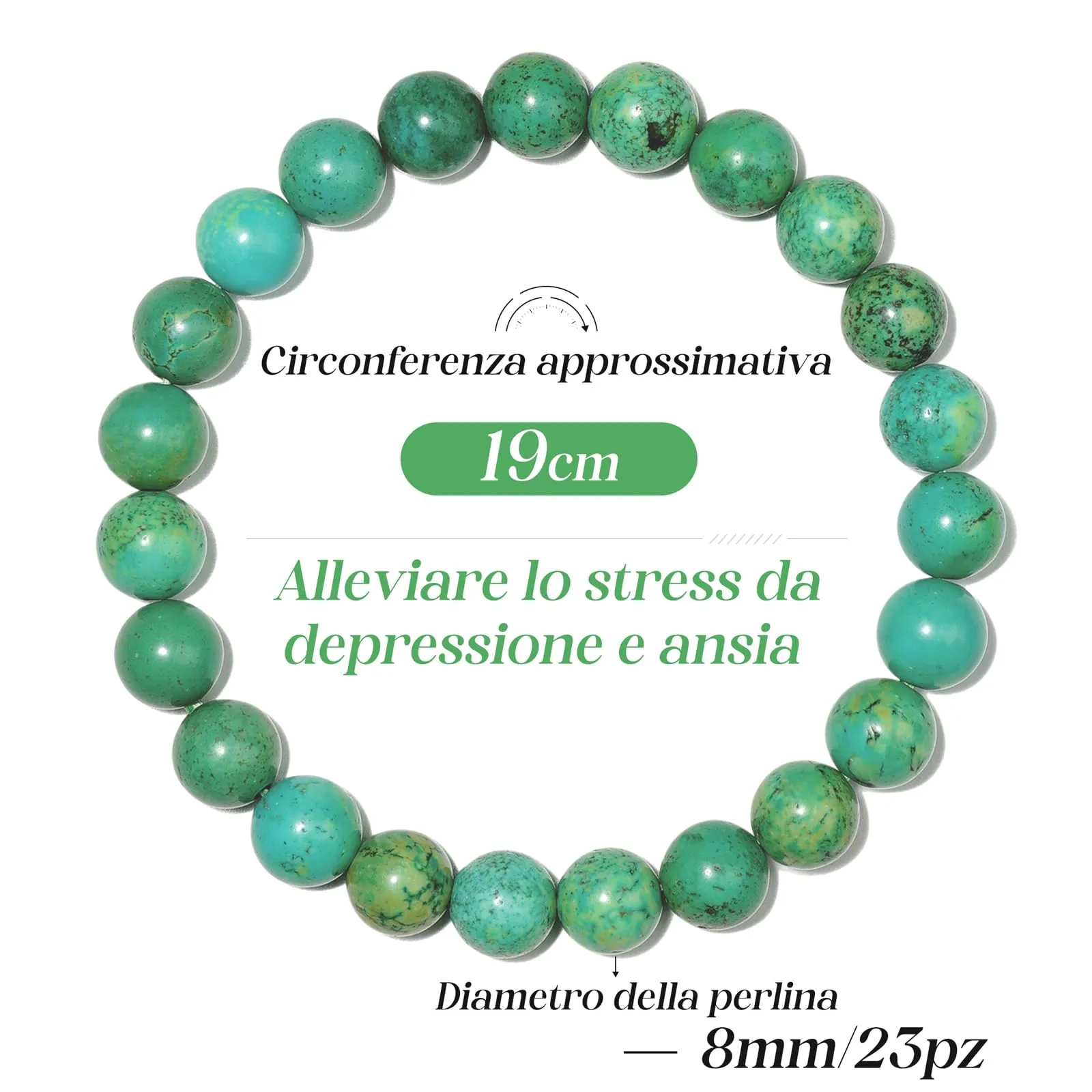 Landorilo Bracciale in Pietre Naturali per Donna Uomo, Turchese Giallo, 19 cm - immagine 4