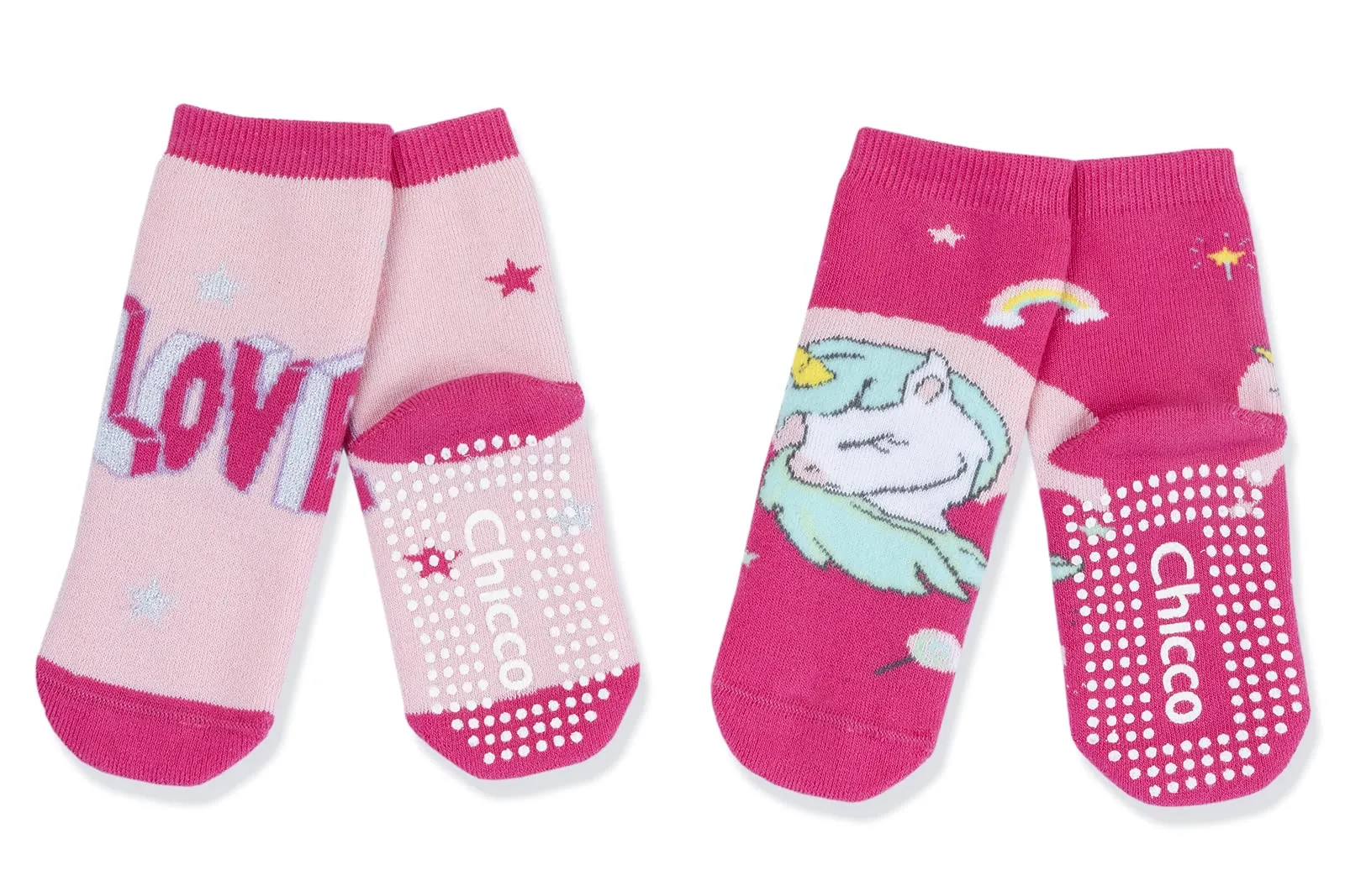 Chicco Set 2 Paia di Calze Antiscivolo Bambina, 3-4 anni, Rosa - immagine 1