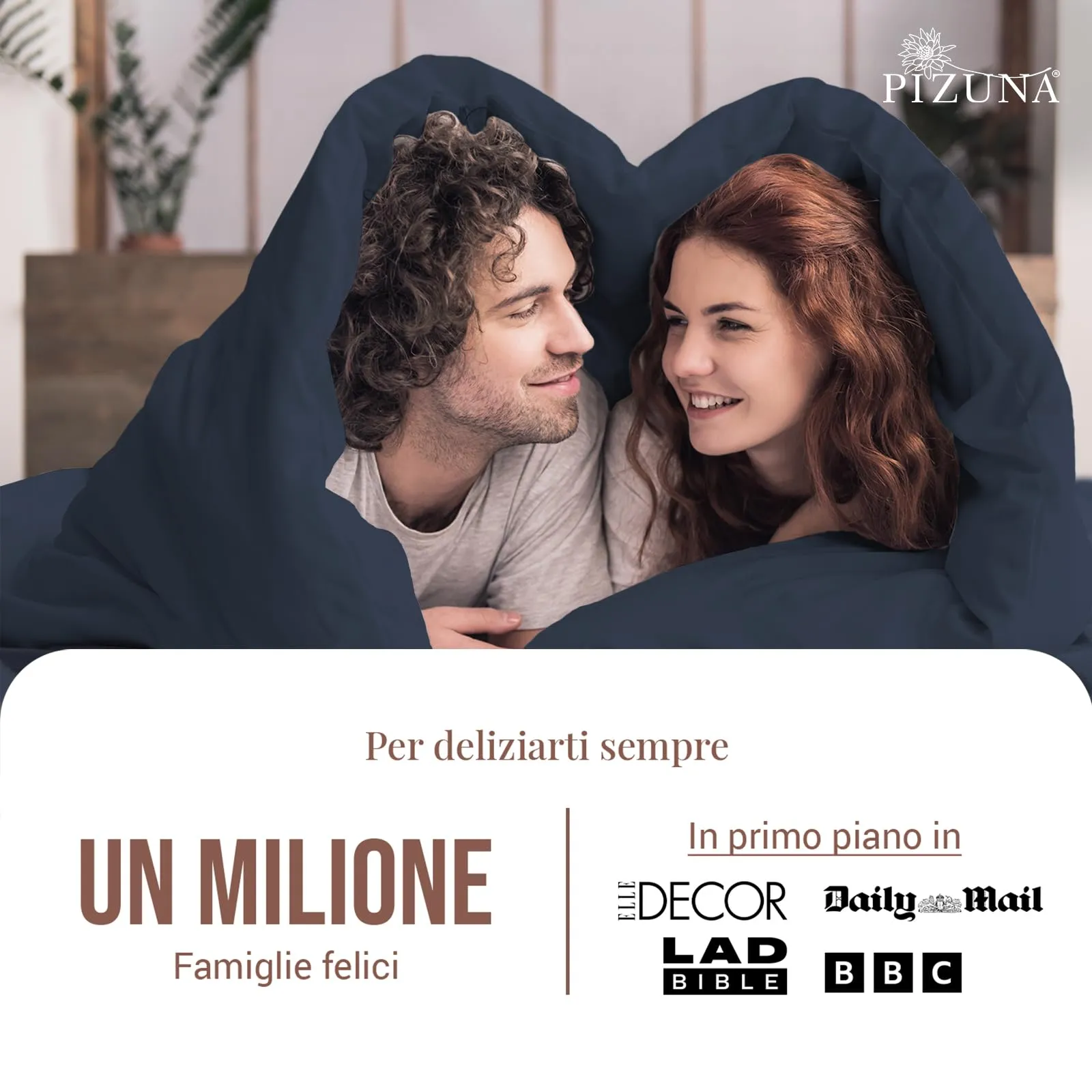 Pizuna Linens Set Copripiumino 200x200 Cotone 400 Fili, Blu, 3 Pezzi, Trama Sateen - immagine 4