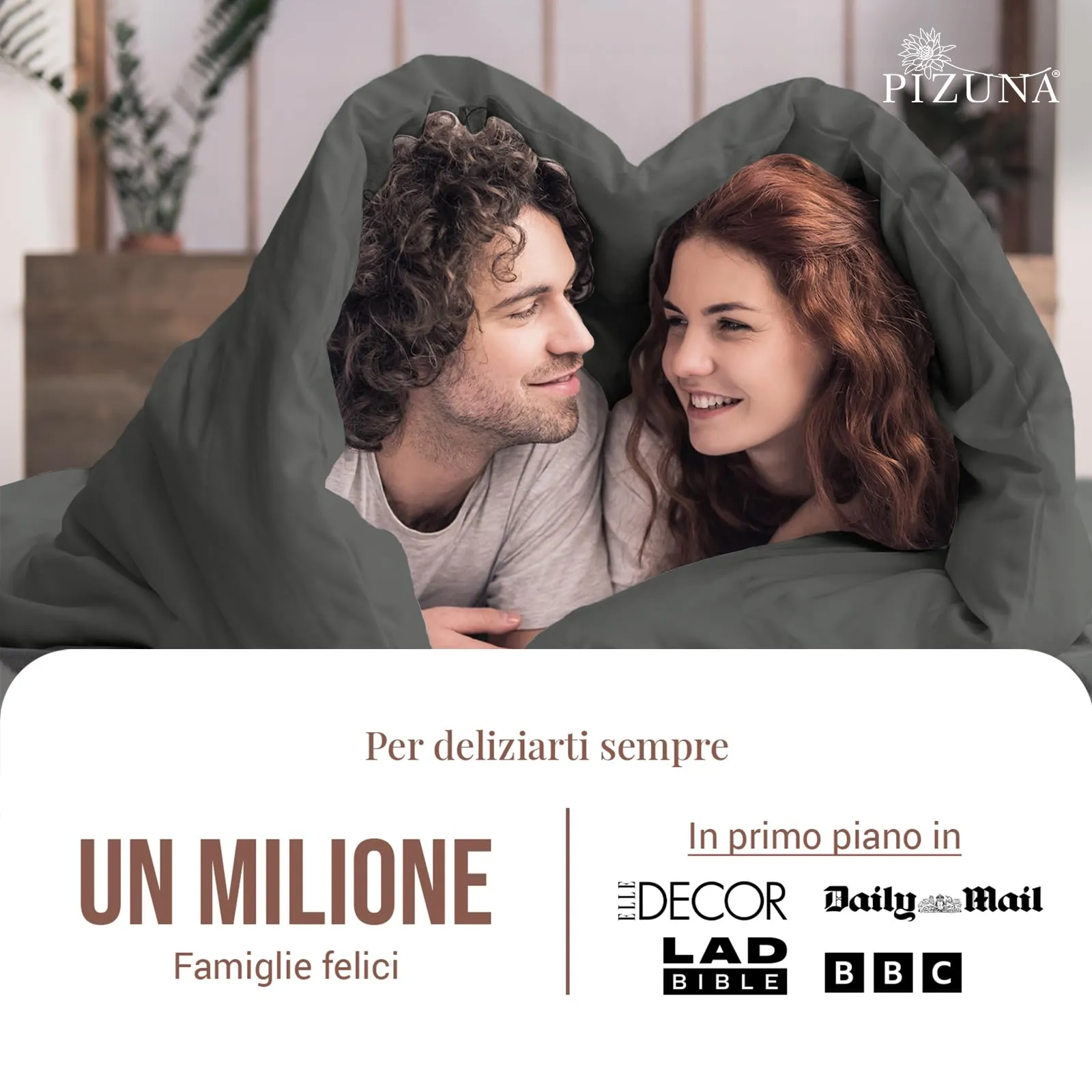 Pizuna Linens Copripiumino Singolo in Cotone 400 Fili, 150x200 cm, Grigio, Set 2 Pezzi - immagine 4