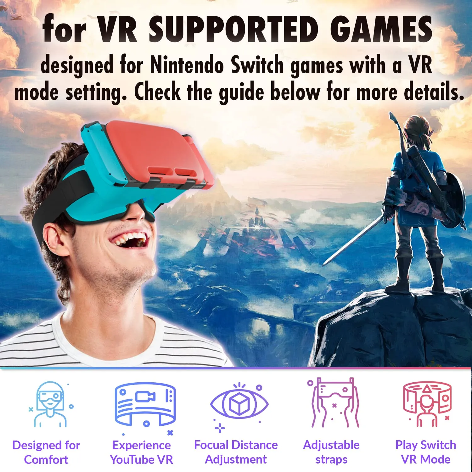 Orzly Cuffie VR per Nintendo Switch e Nintendo Switch OLED, Lente Regolabile, Edizione Tanami - immagine 6
