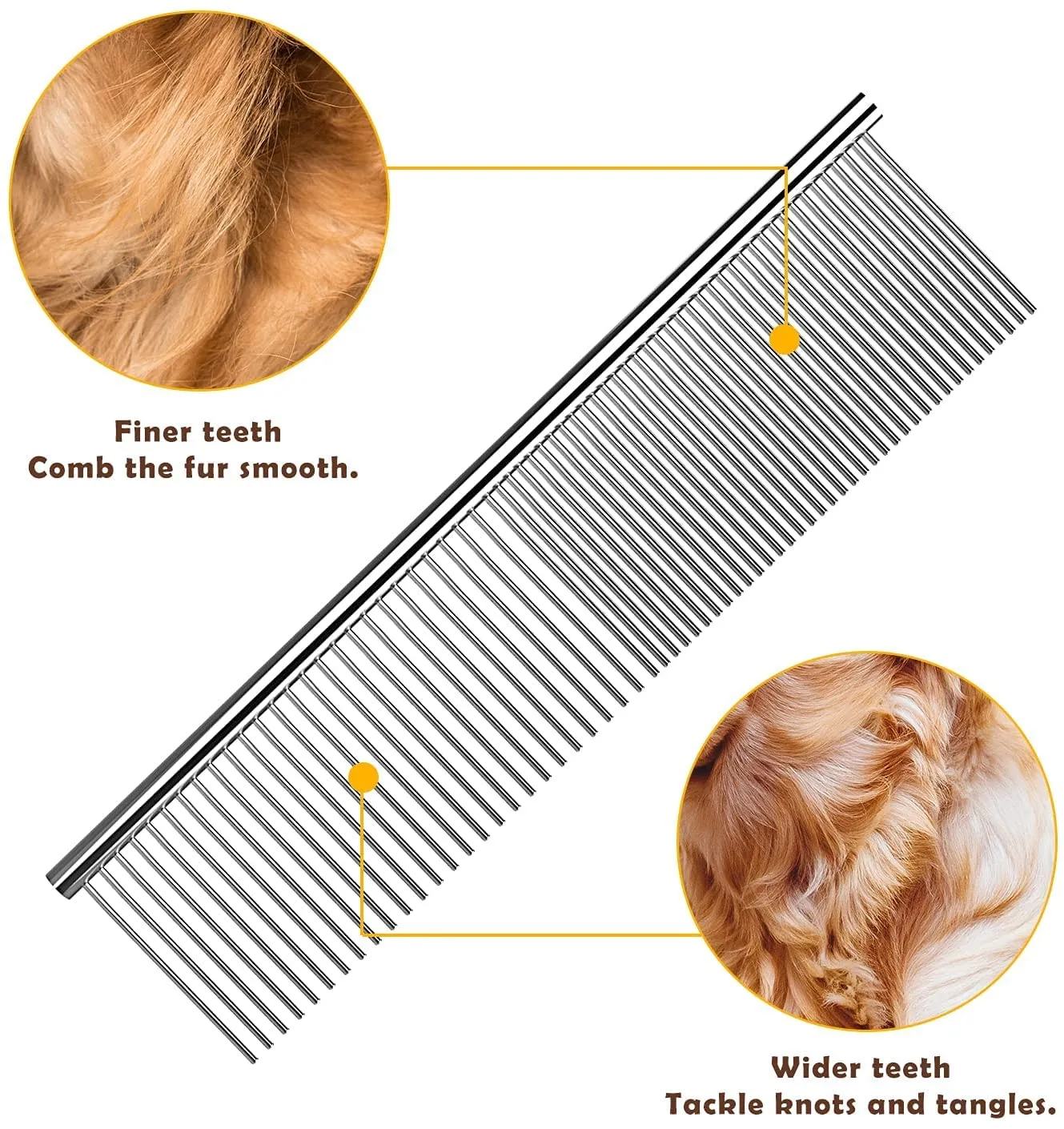 Candure Spazzola per Cani e Gatti in Acciaio Inossidabile, Doppia Faccia 11+6 Denti per Deshedding e Demattatura, Verde - immagine 3