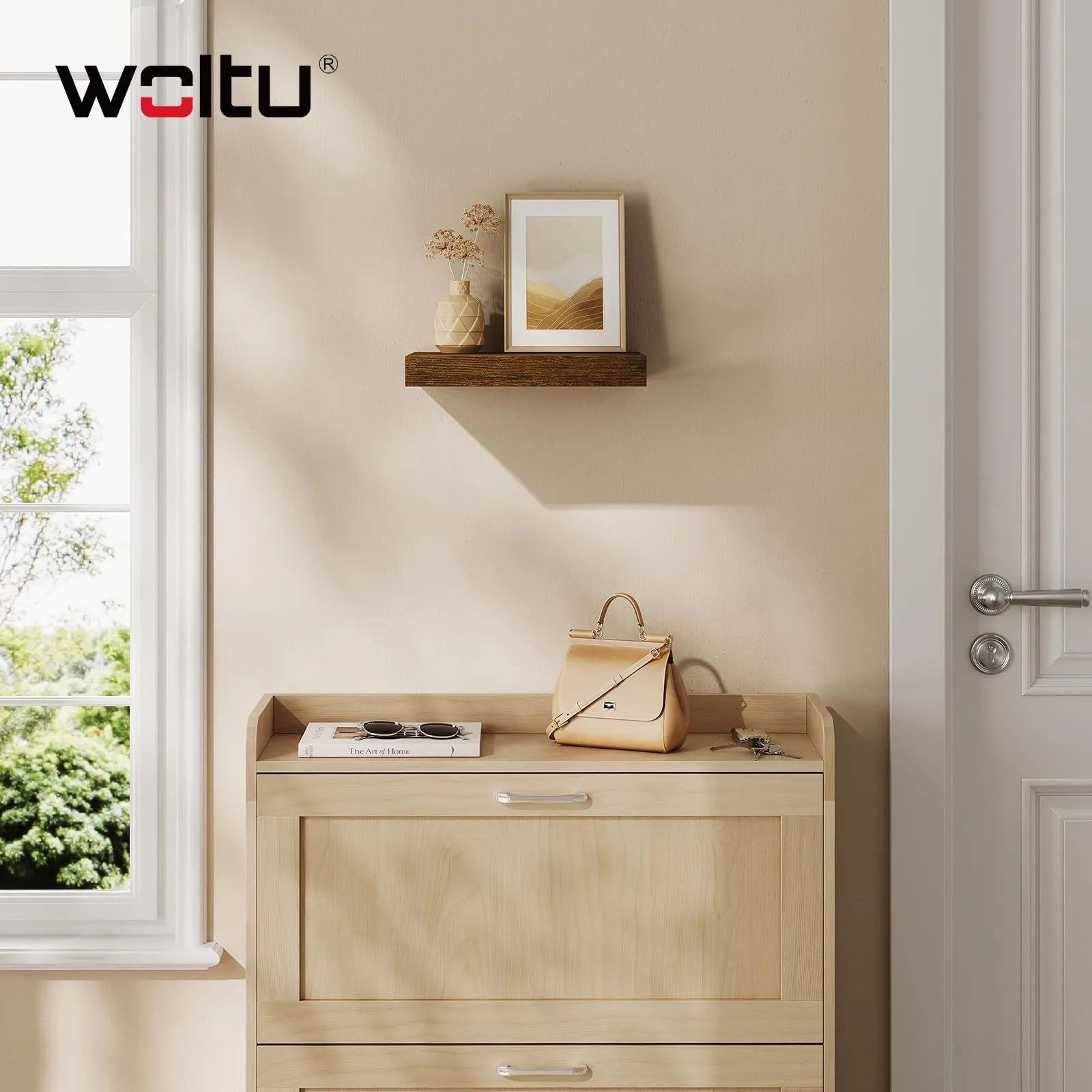 WOLTU Mensola da Muro, Marrone Vintage, MDF, 30x22.9x3.8cm - immagine 3