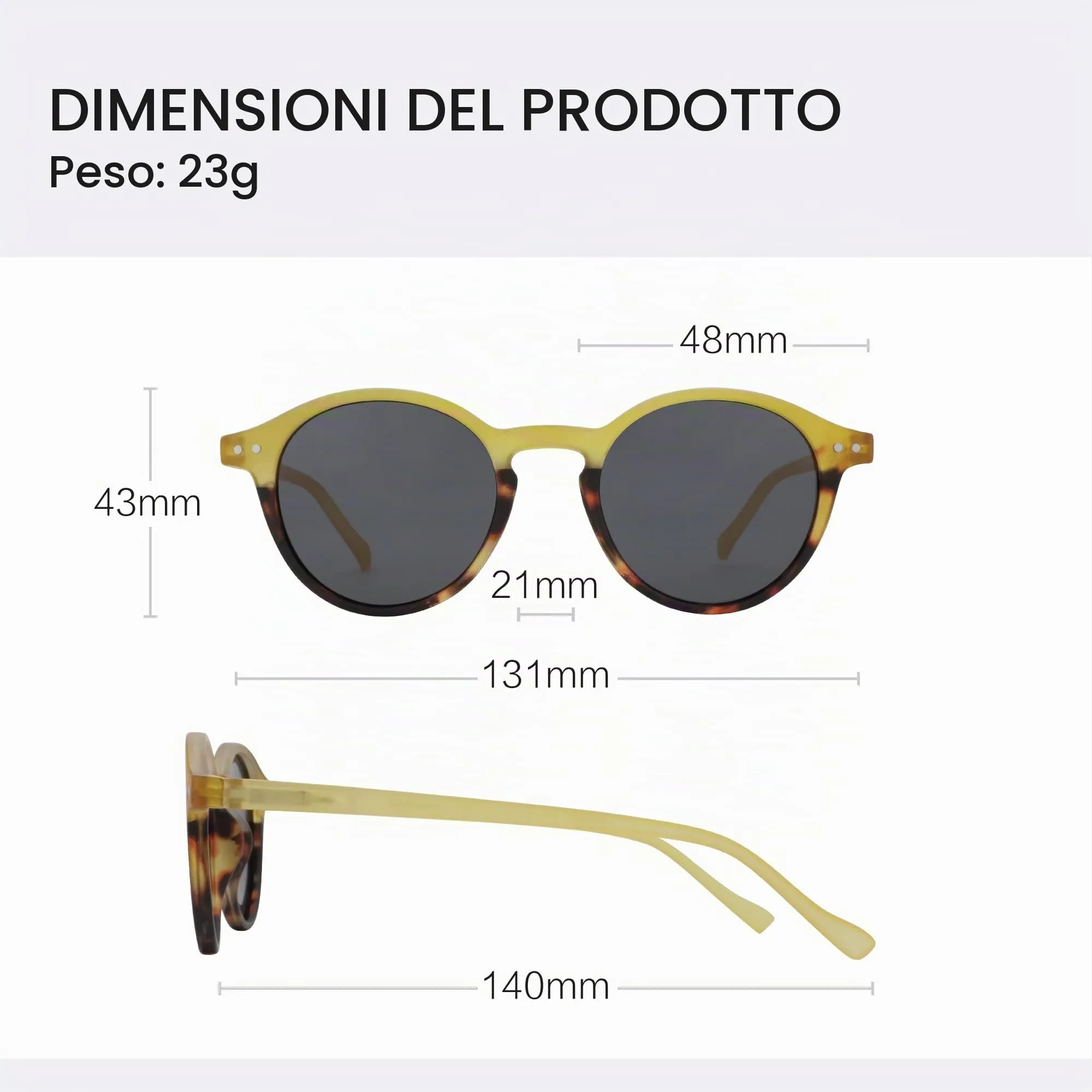 ZENOTTIC Occhiali da Sole Polarizzati Retrò Rotondi UV400 Unisex - immagine 6
